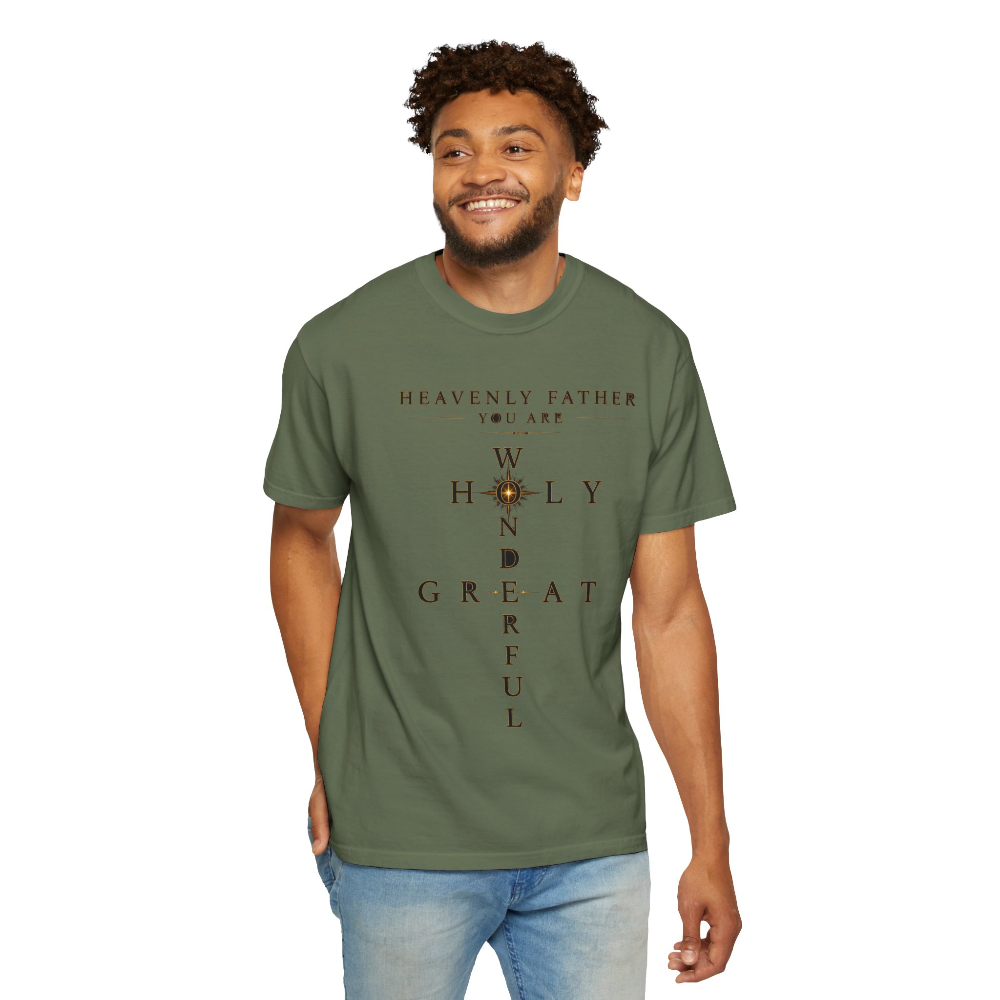 Heavenly Father Cross T‑Shirt — "You Are Wonderful, Holy, Great" Christian Faith Tee - Image 6