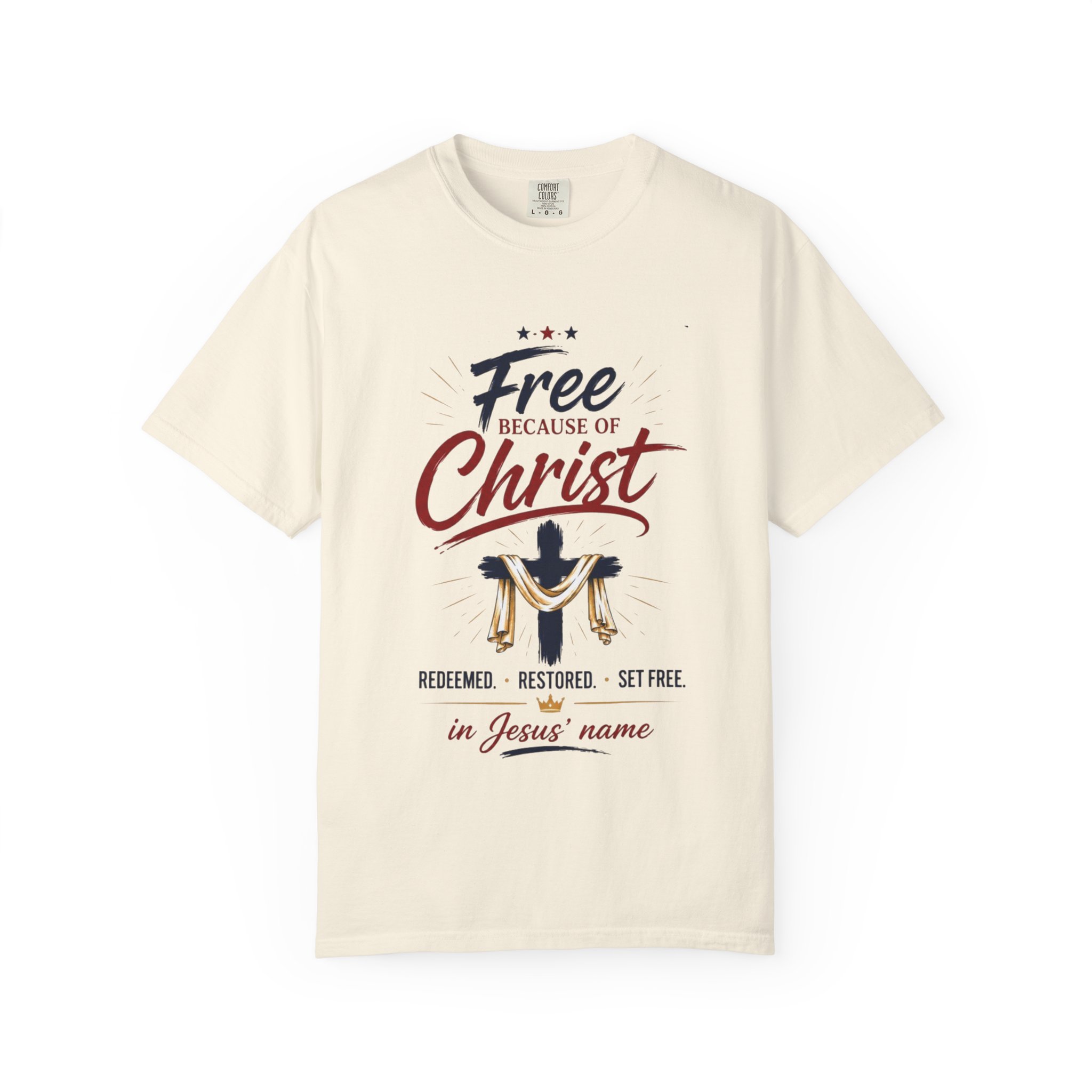 Free Because of Christ T-Shirt — Christian Faith / Galatians 5:1 Inspirational Tee - Image 9