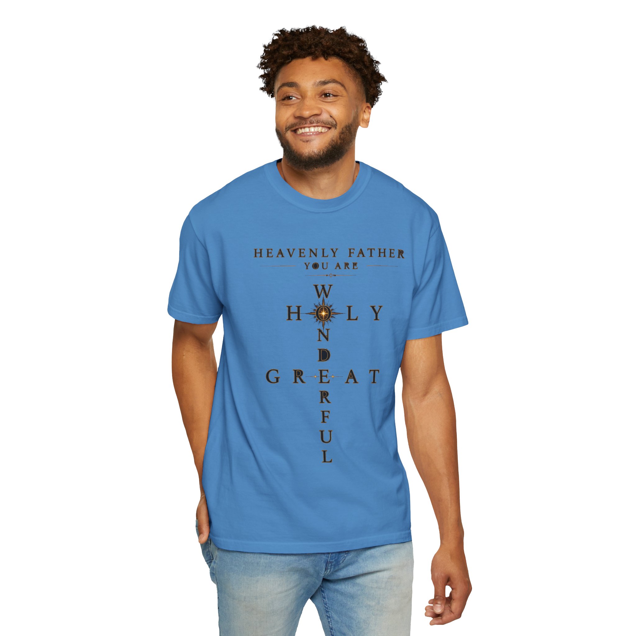 Heavenly Father Cross T‑Shirt — "You Are Wonderful, Holy, Great" Christian Faith Tee - Image 39
