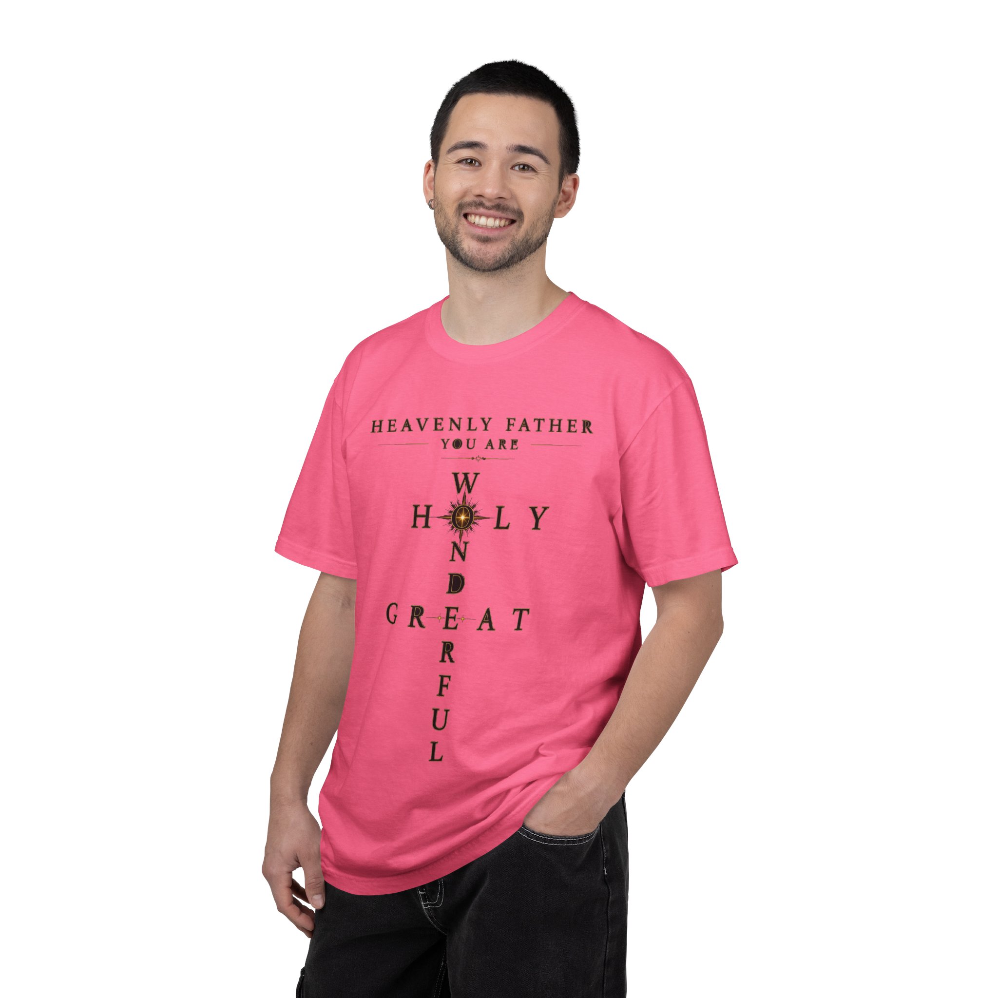 Heavenly Father Cross T‑Shirt — "You Are Wonderful, Holy, Great" Christian Faith Tee - Image 31