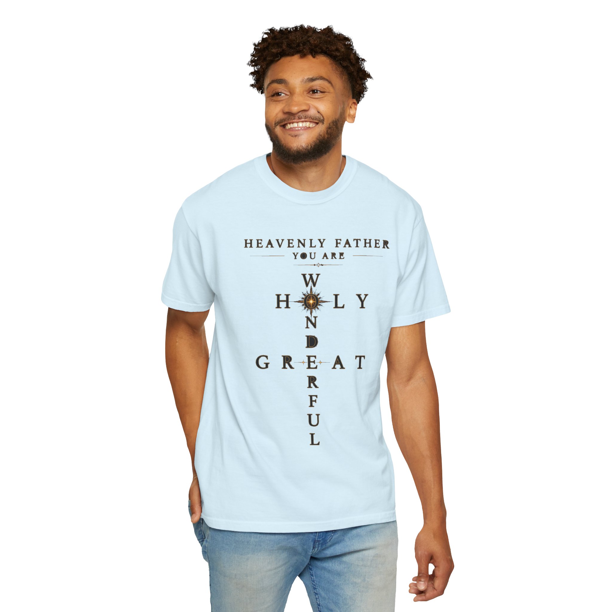 Heavenly Father Cross T‑Shirt — "You Are Wonderful, Holy, Great" Christian Faith Tee