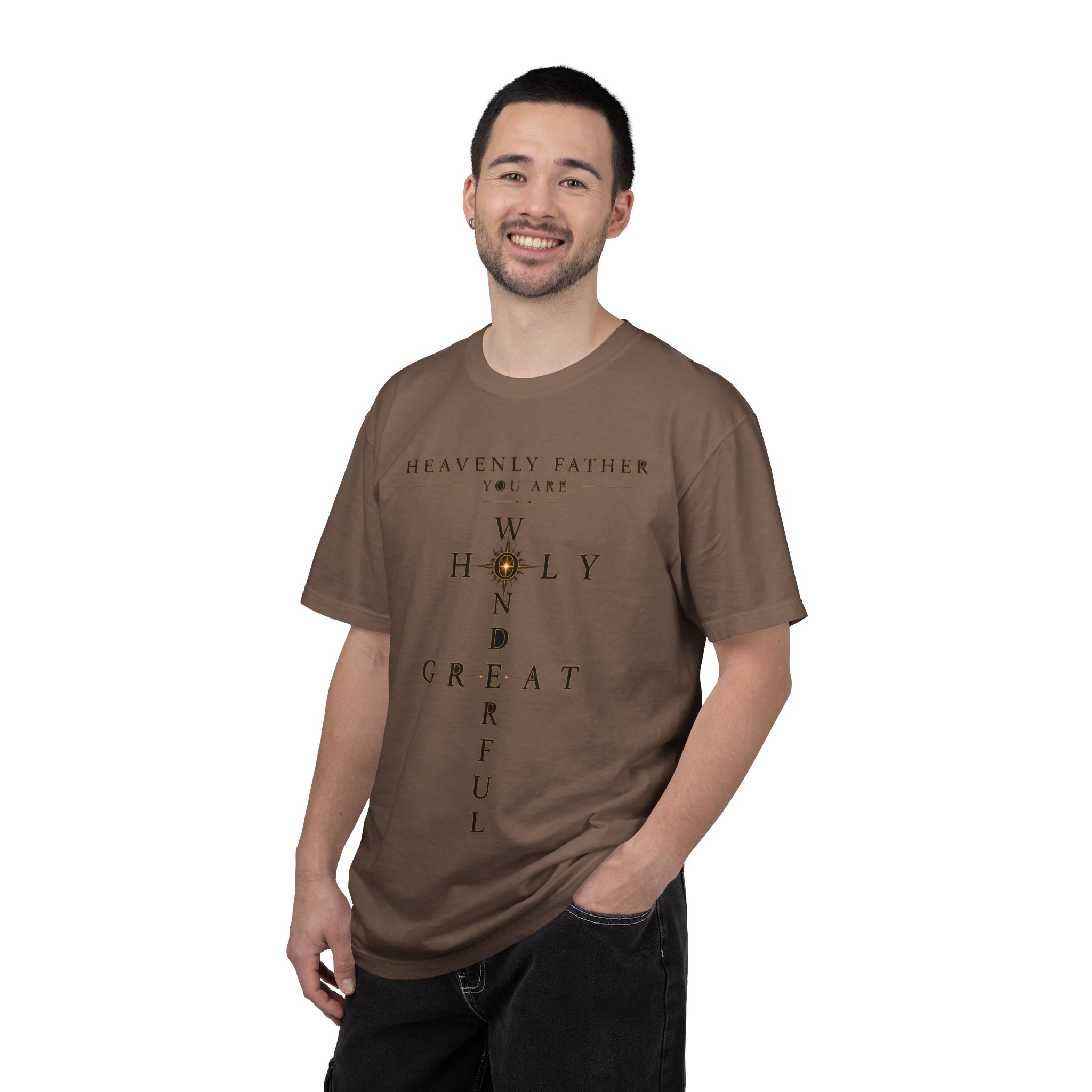 Heavenly Father Cross T‑Shirt — "You Are Wonderful, Holy, Great" Christian Faith Tee - Image 40