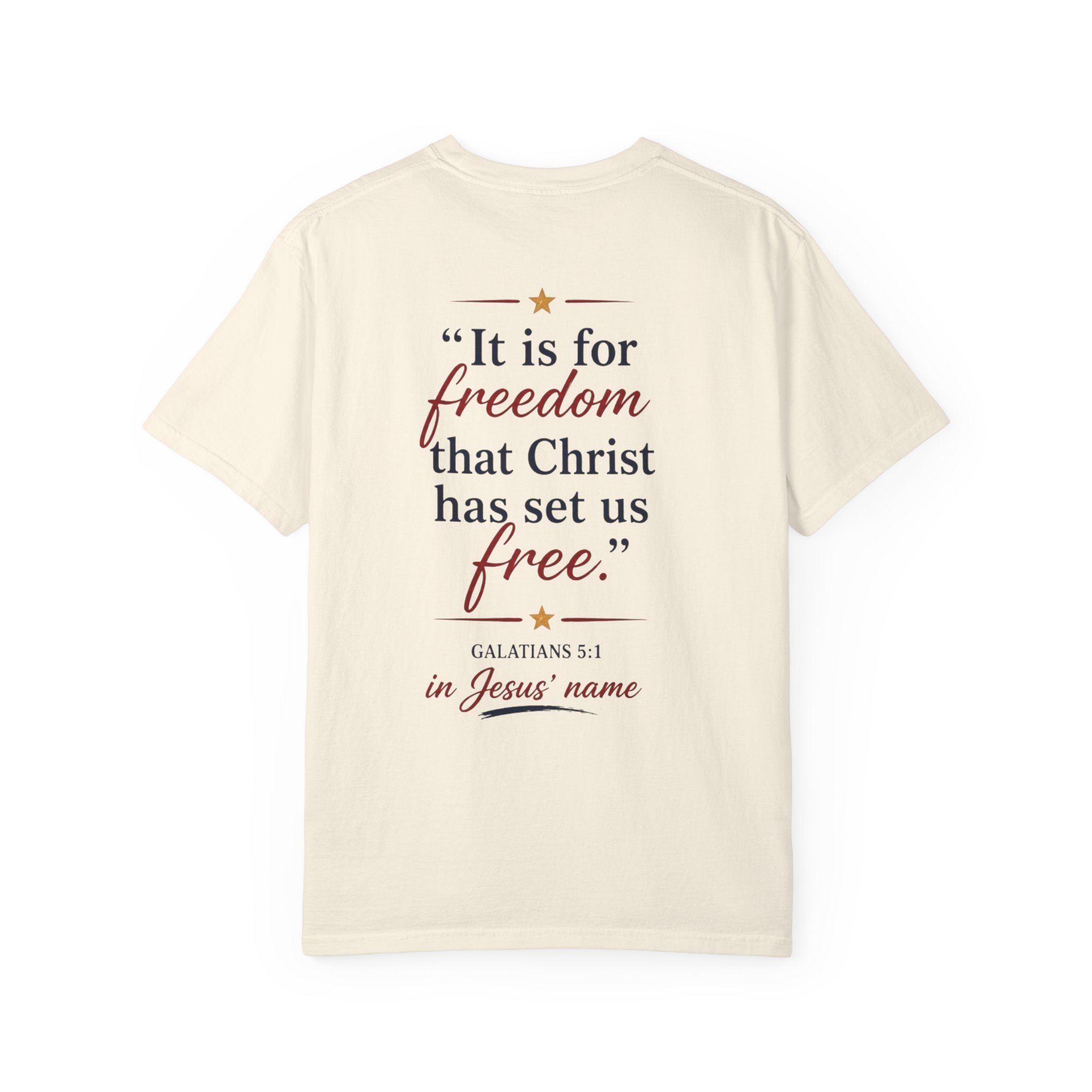 Free Because of Christ T-Shirt — Christian Faith / Galatians 5:1 Inspirational Tee - Image 10
