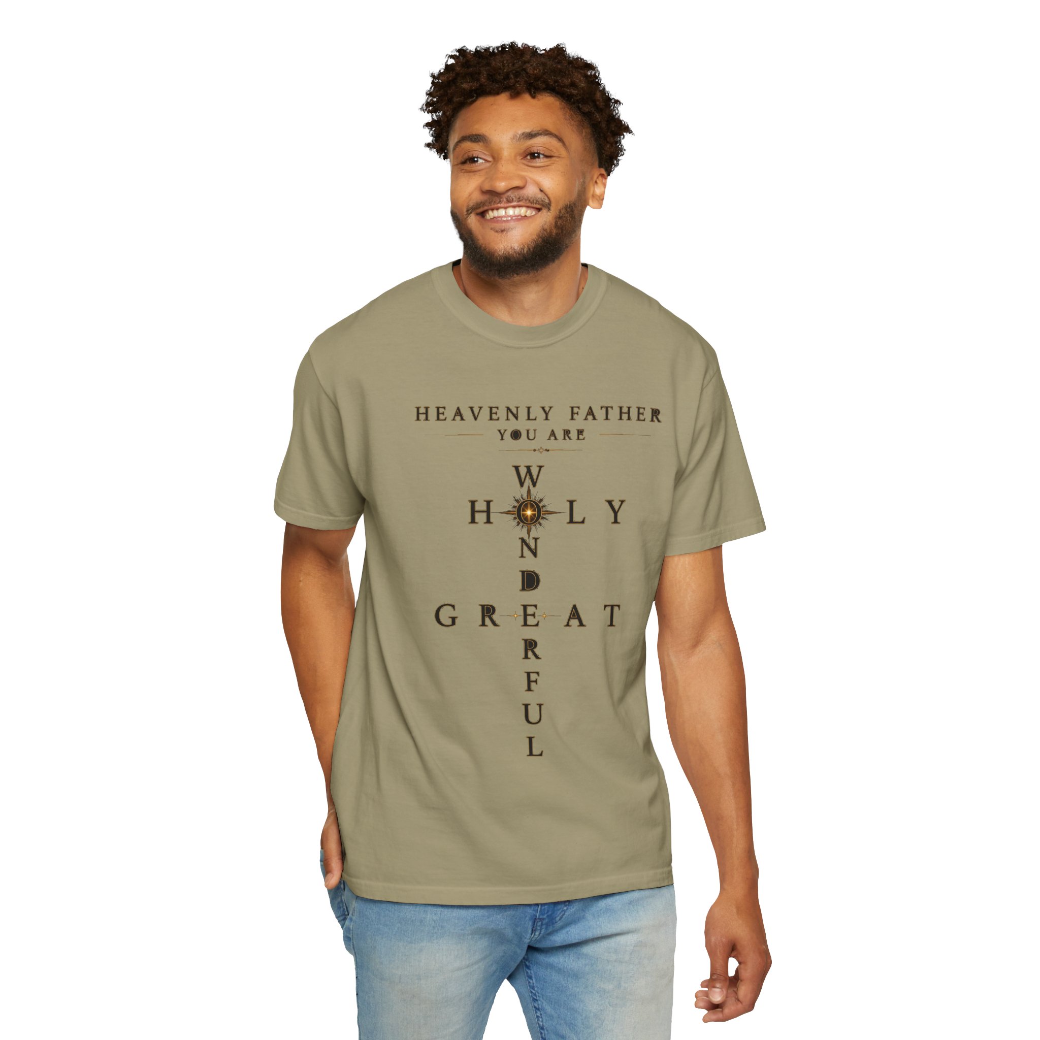 Heavenly Father Cross T‑Shirt — "You Are Wonderful, Holy, Great" Christian Faith Tee - Image 36