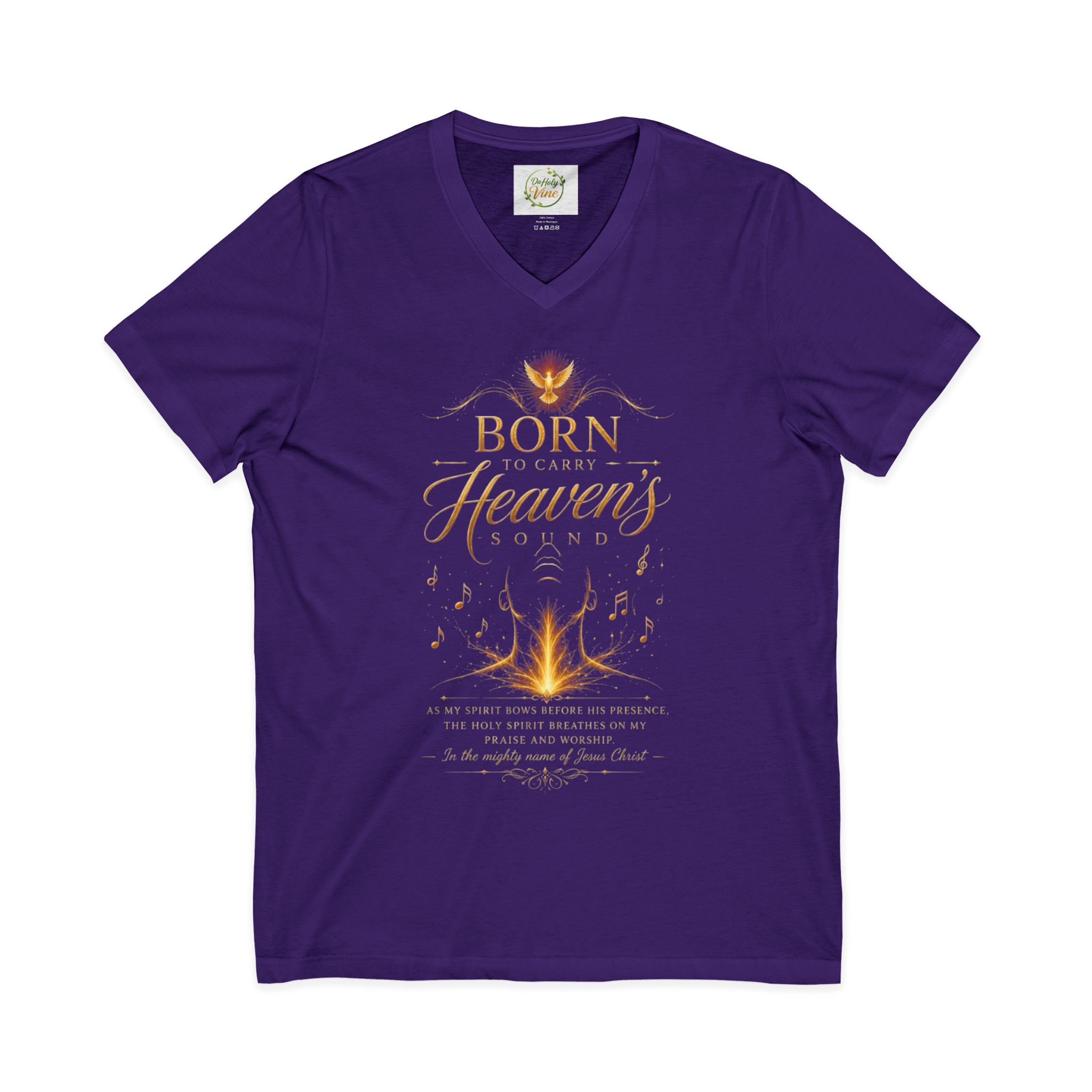 Born to carry heavens Sound V-Neck Tee — Inspirational Christian Faith T‑Shirt - Image 14