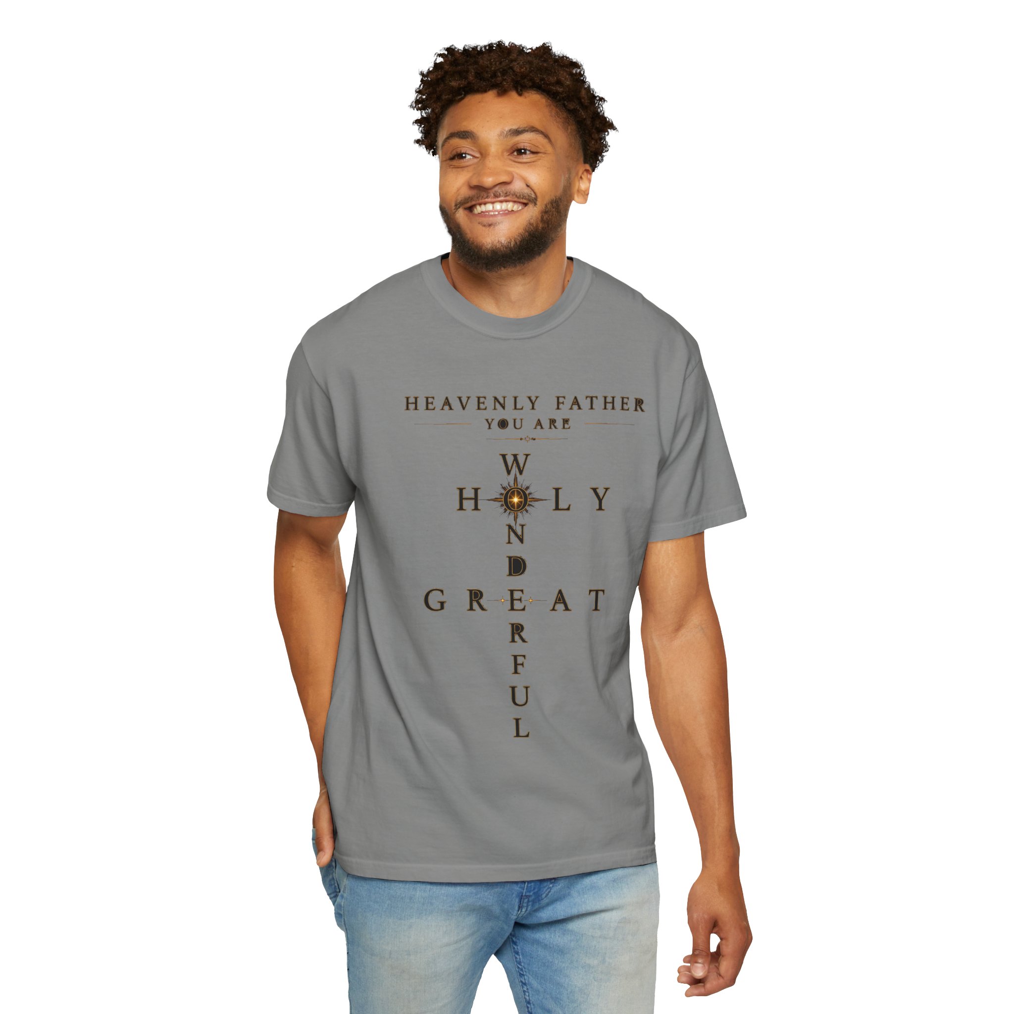 Heavenly Father Cross T‑Shirt — "You Are Wonderful, Holy, Great" Christian Faith Tee - Image 24