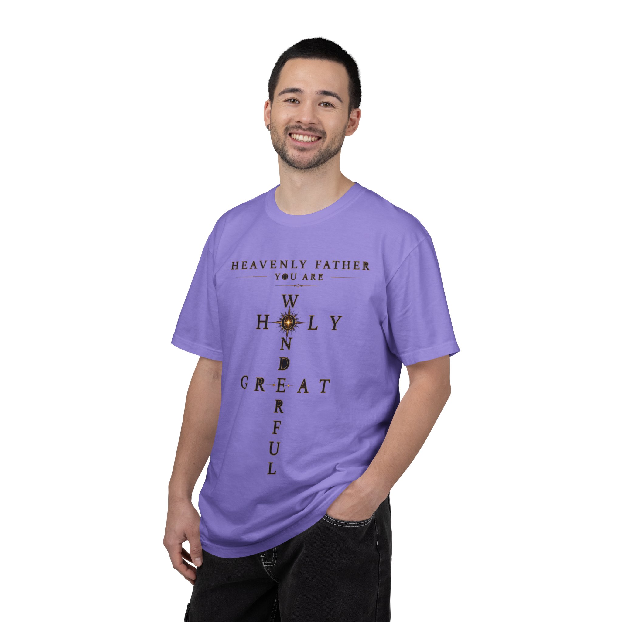 Heavenly Father Cross T‑Shirt — "You Are Wonderful, Holy, Great" Christian Faith Tee - Image 7