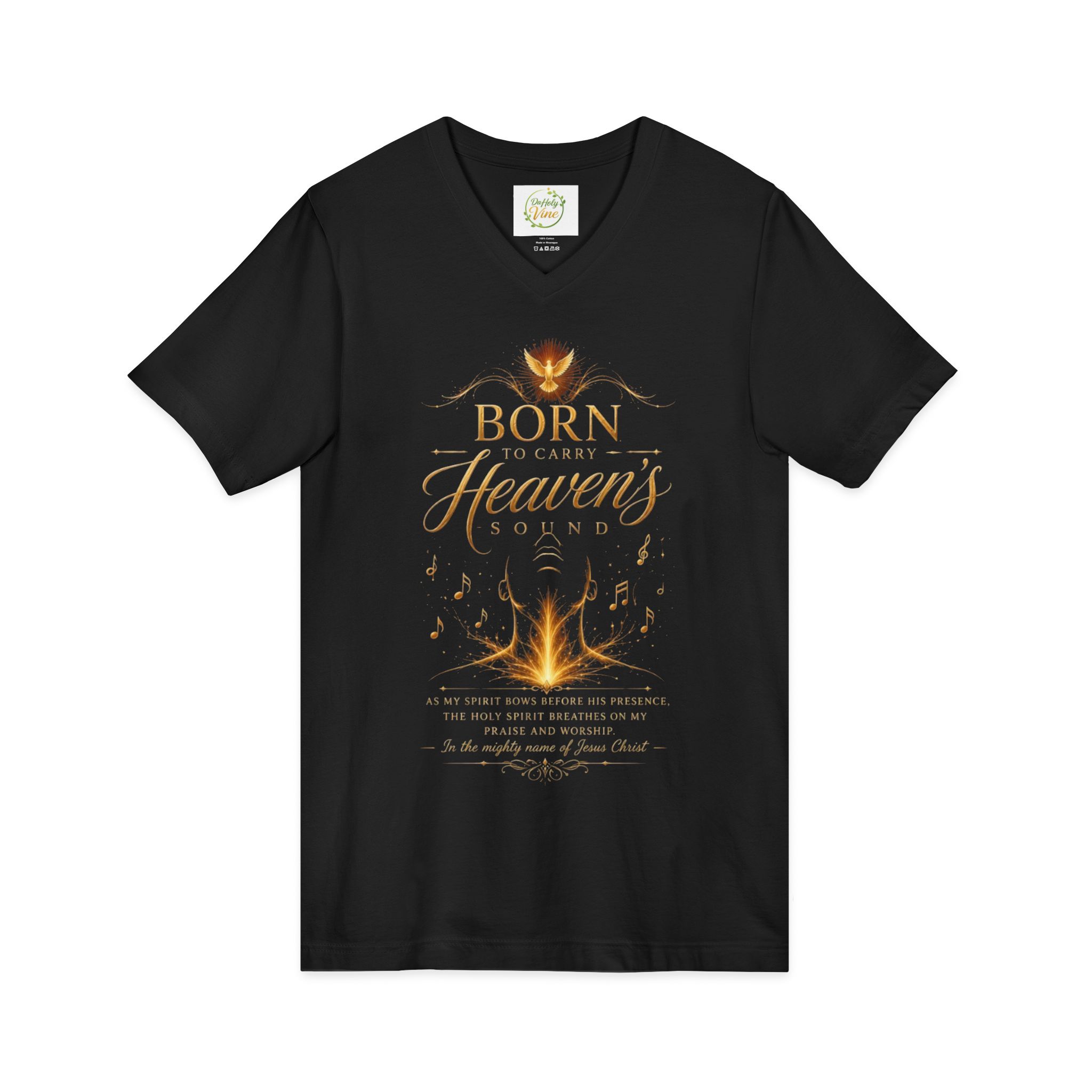 Born to carry heavens Sound V-Neck Tee — Inspirational Christian Faith T‑Shirt - Image 8