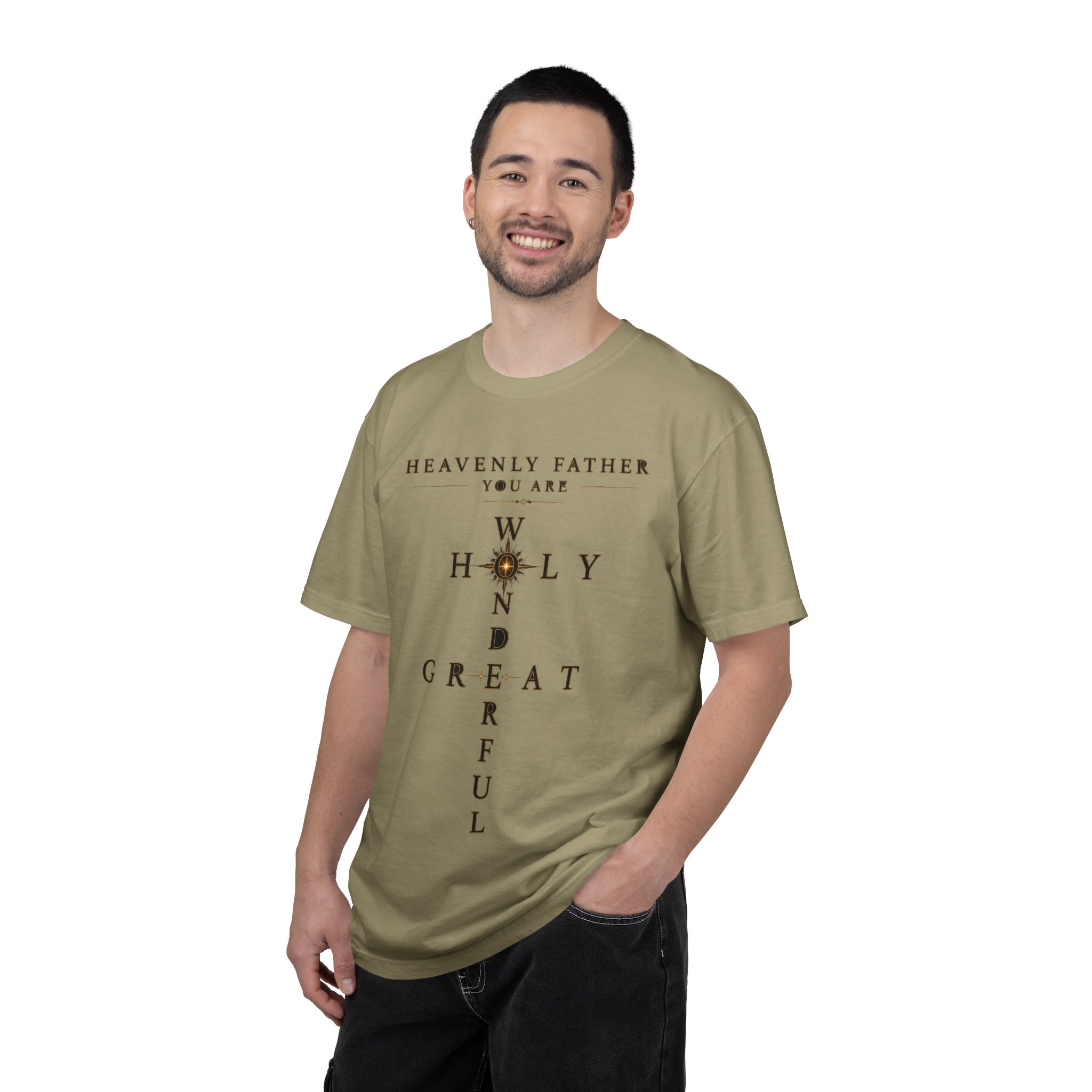 Heavenly Father Cross T‑Shirt — "You Are Wonderful, Holy, Great" Christian Faith Tee - Image 34