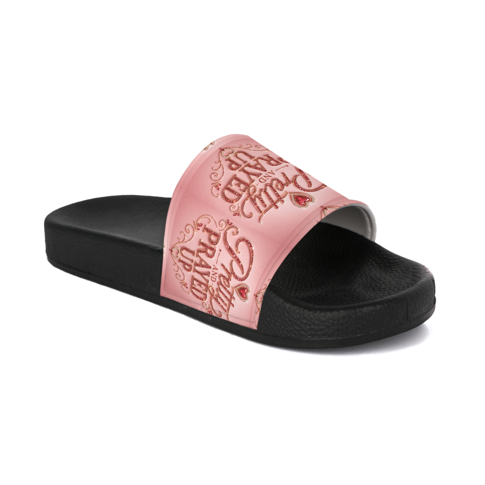 Pretty and Prayed up women’s slides red