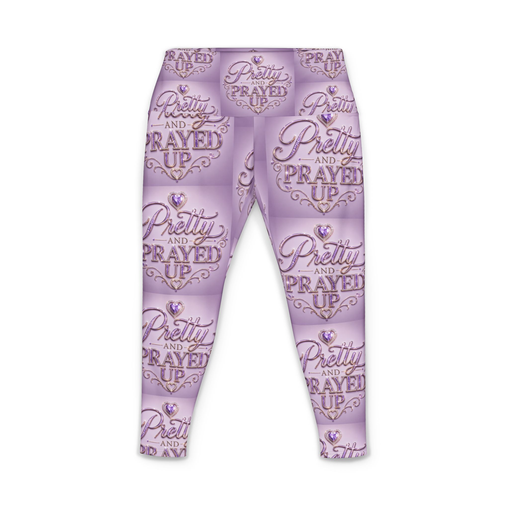 Pretty and Prayed up women’s yoga pants, purple