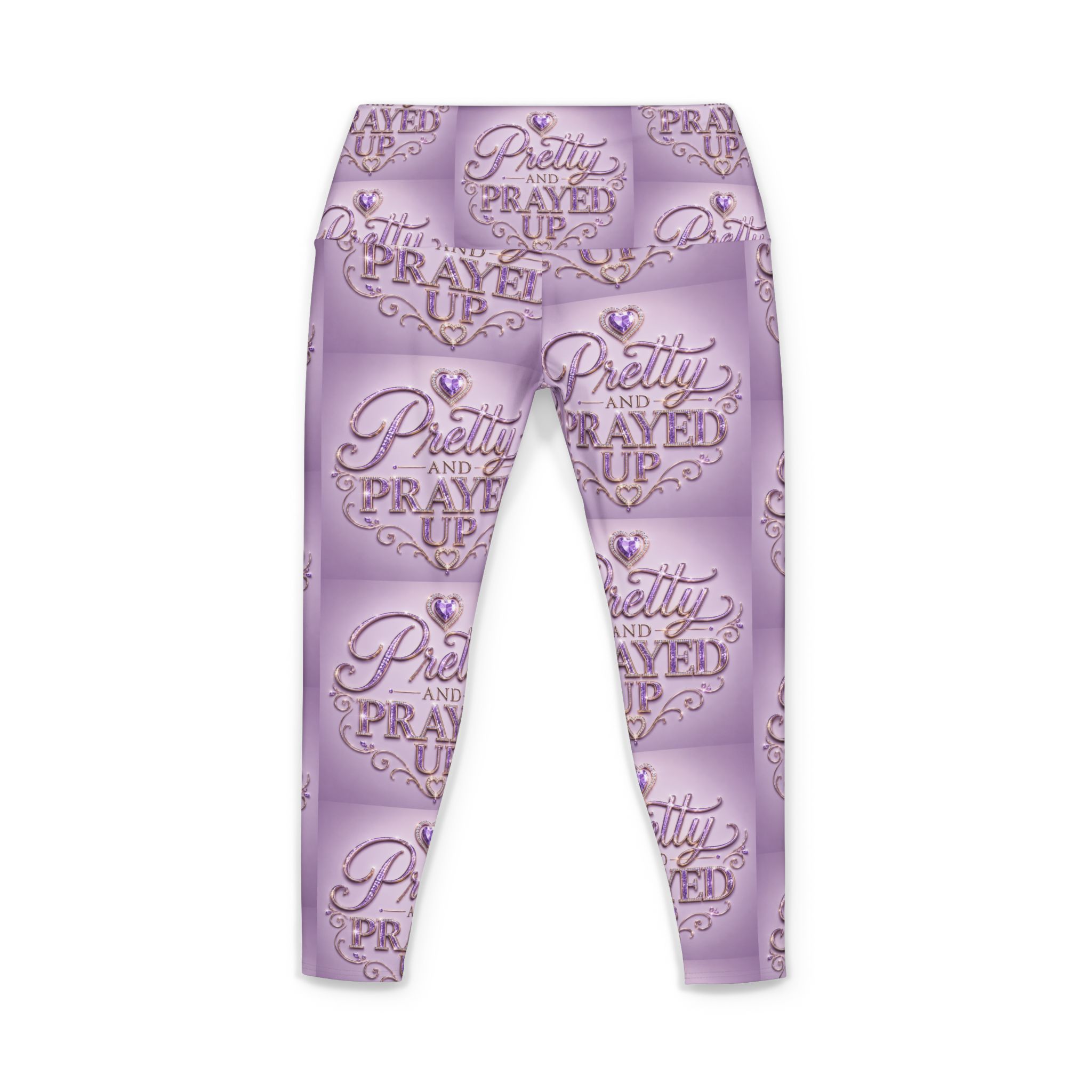 Pretty and Prayed up women’s yoga pants, purple - Image 2