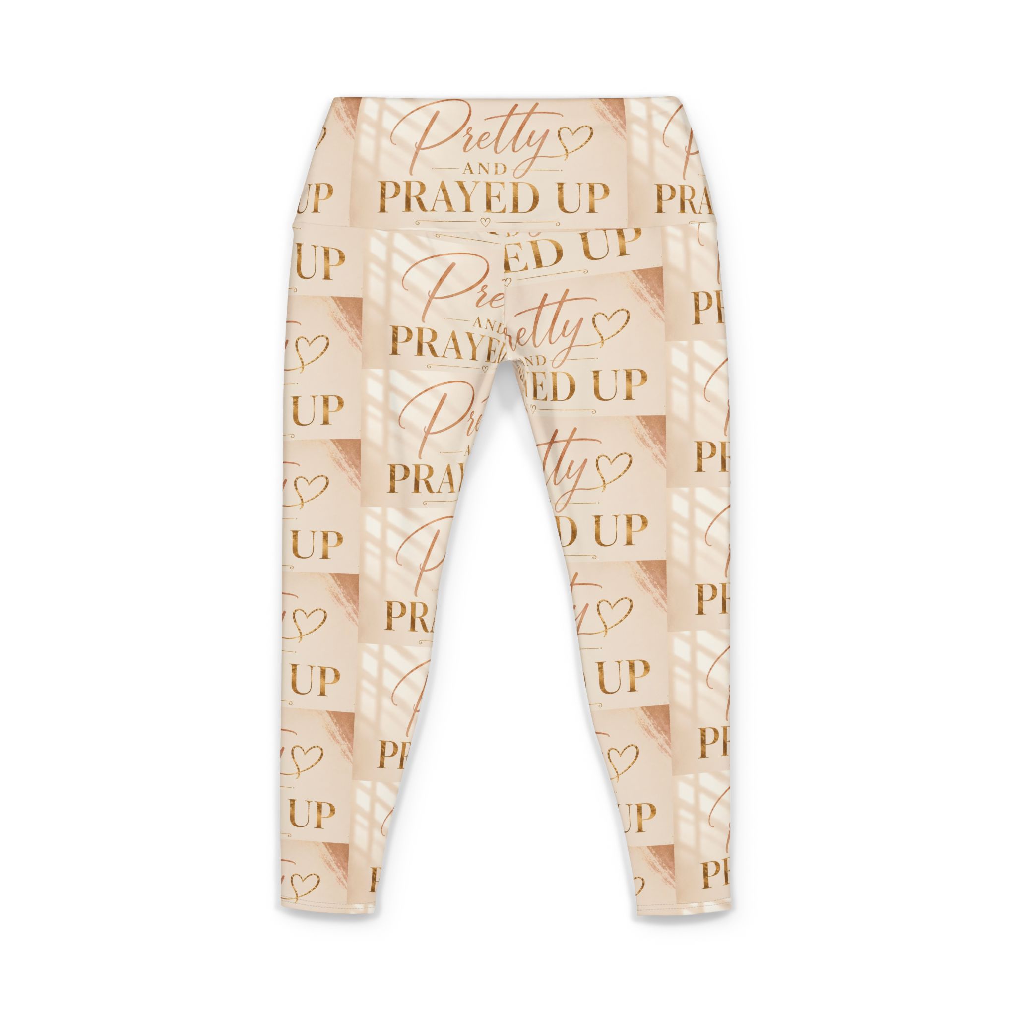 Pretty and prayed up women’s yoga pants tan - Image 2