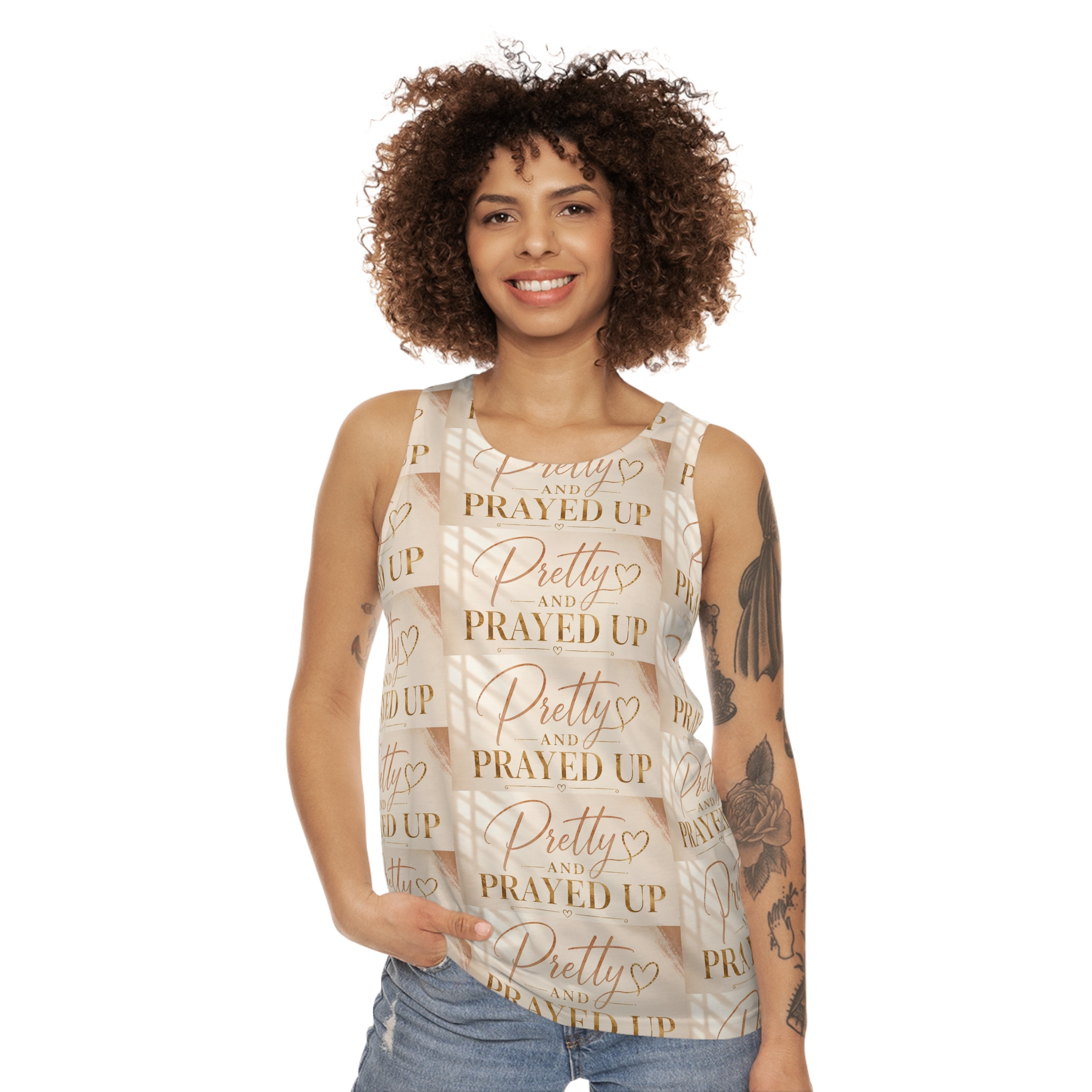 Pretty and prayed up women’s tank tan