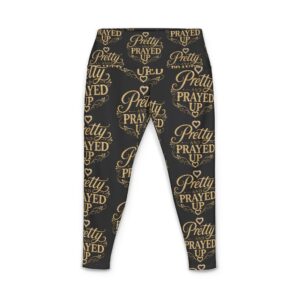 Pretty and Prayed up black and gold women’s yoga pants