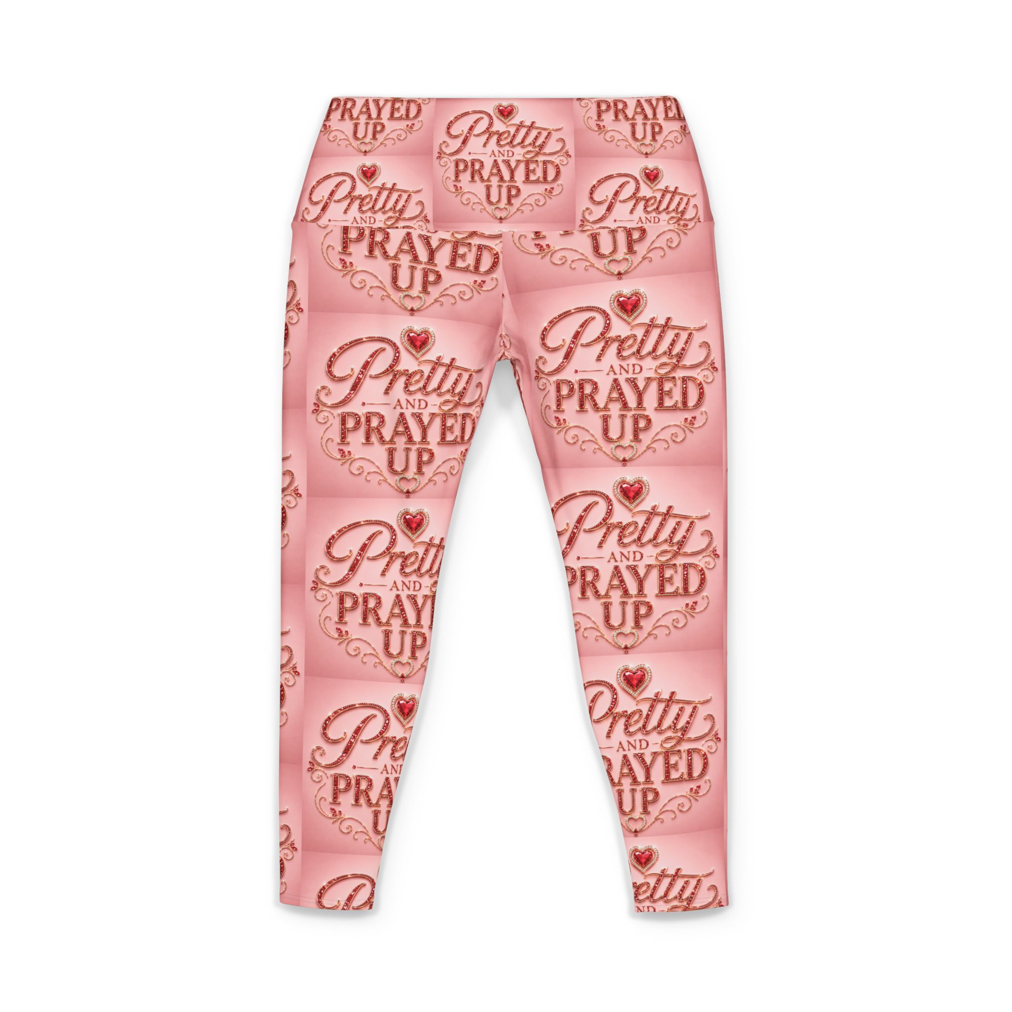 Pretty and prayed up women’s yoga pants, red - Image 2