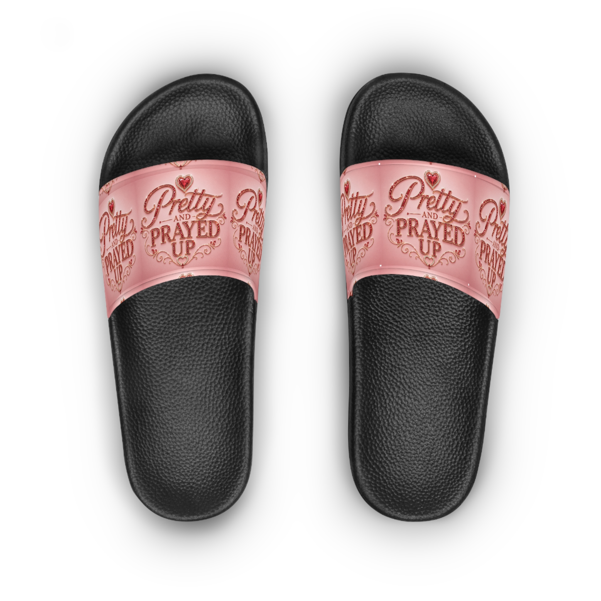 Pretty and Prayed up women’s slides red - Image 2
