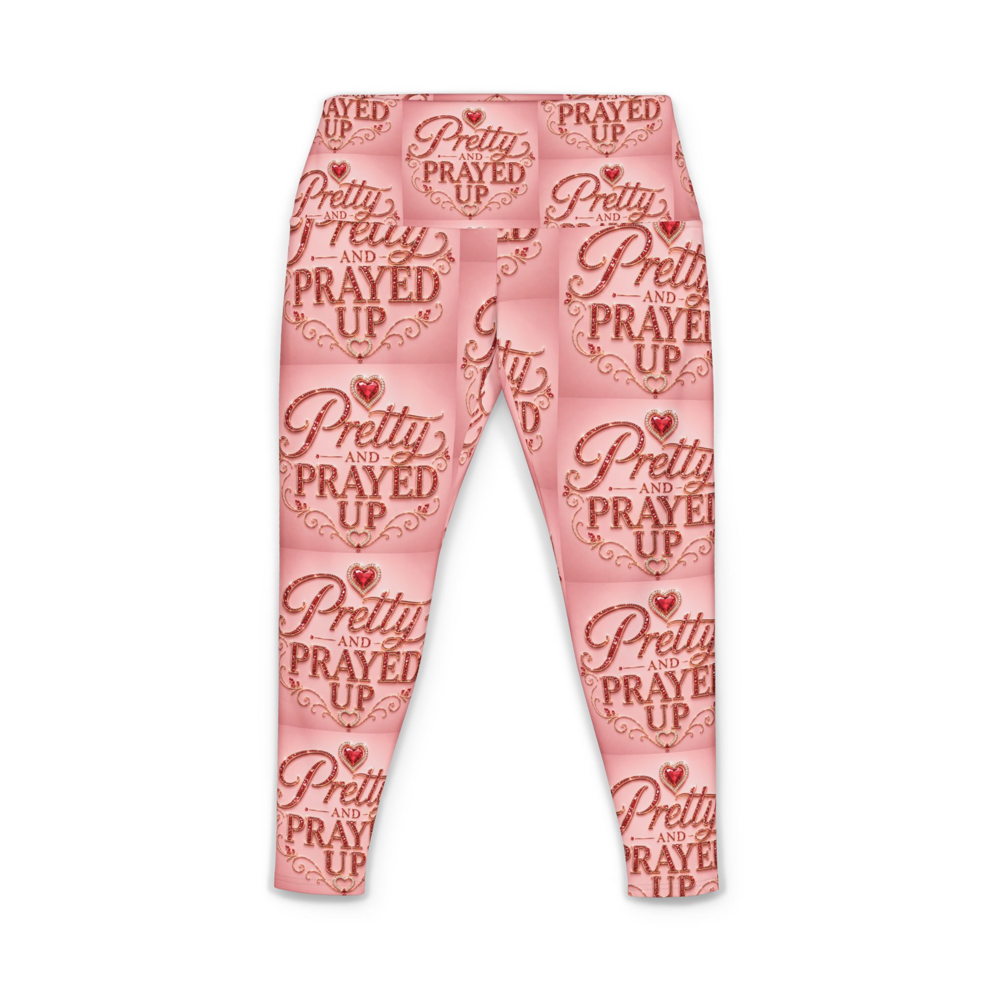 Pretty and prayed up women’s yoga pants, red
