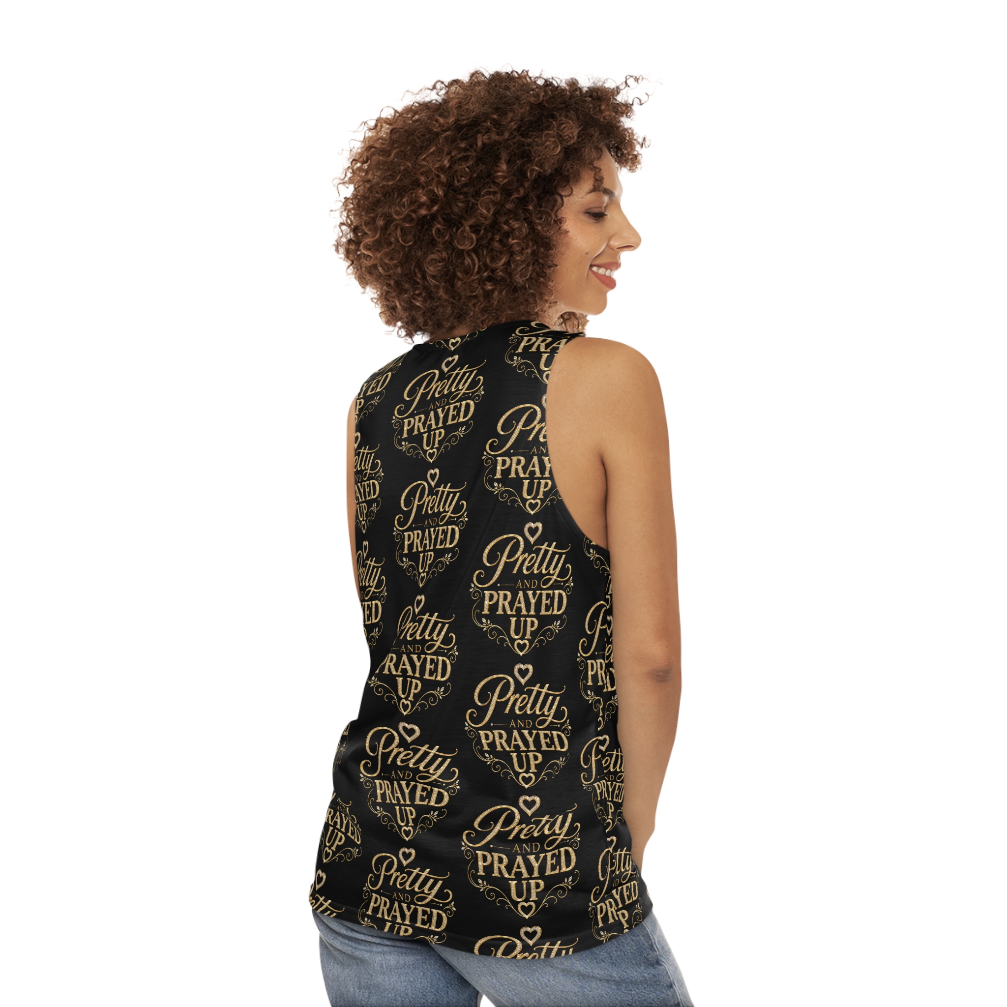 Pretty and Prayed up tank Black and gold - Image 3