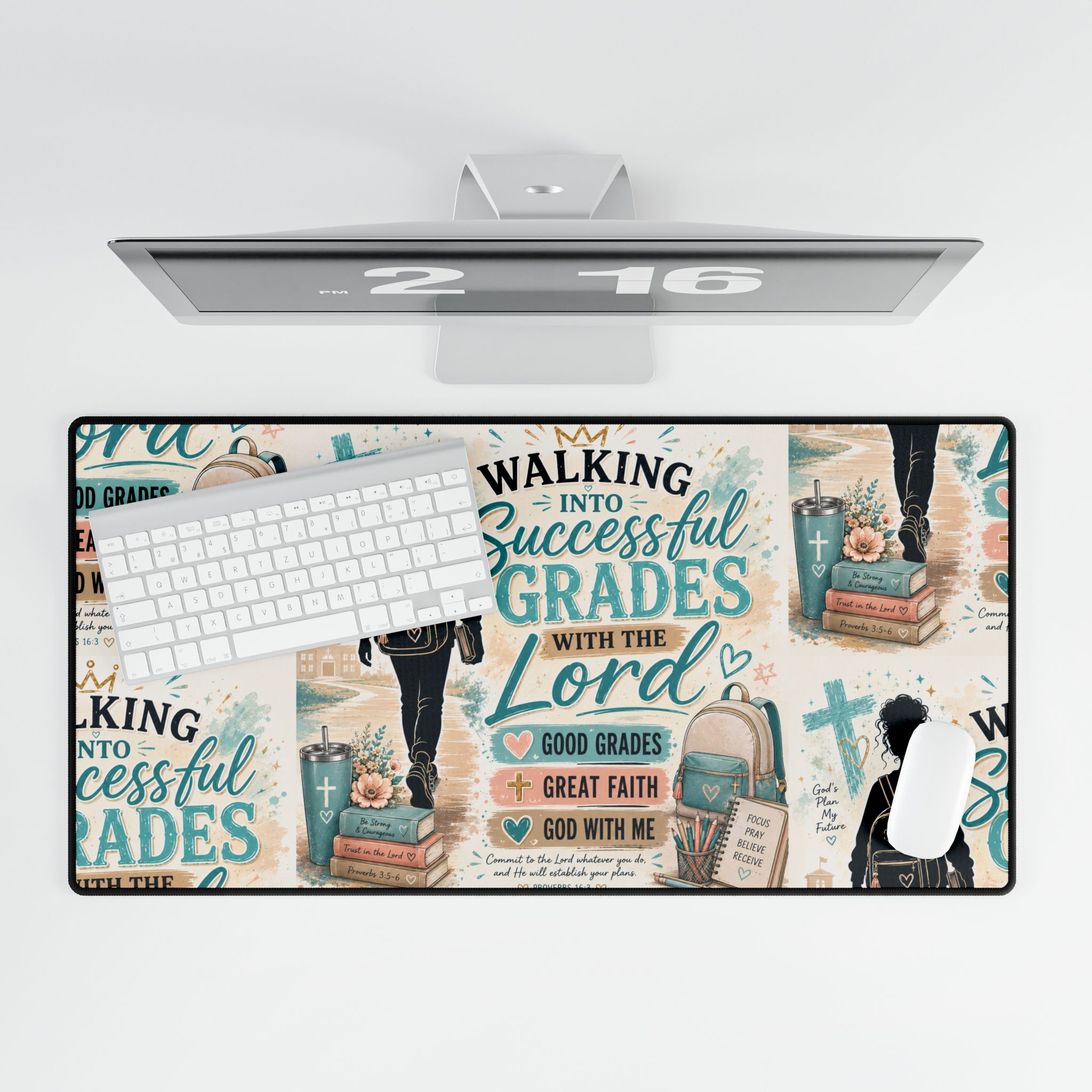 Faith-Based School Desk Mat — "Walking Into Successful Grades with the Lord" Inspirational Desk Pad - Image 4
