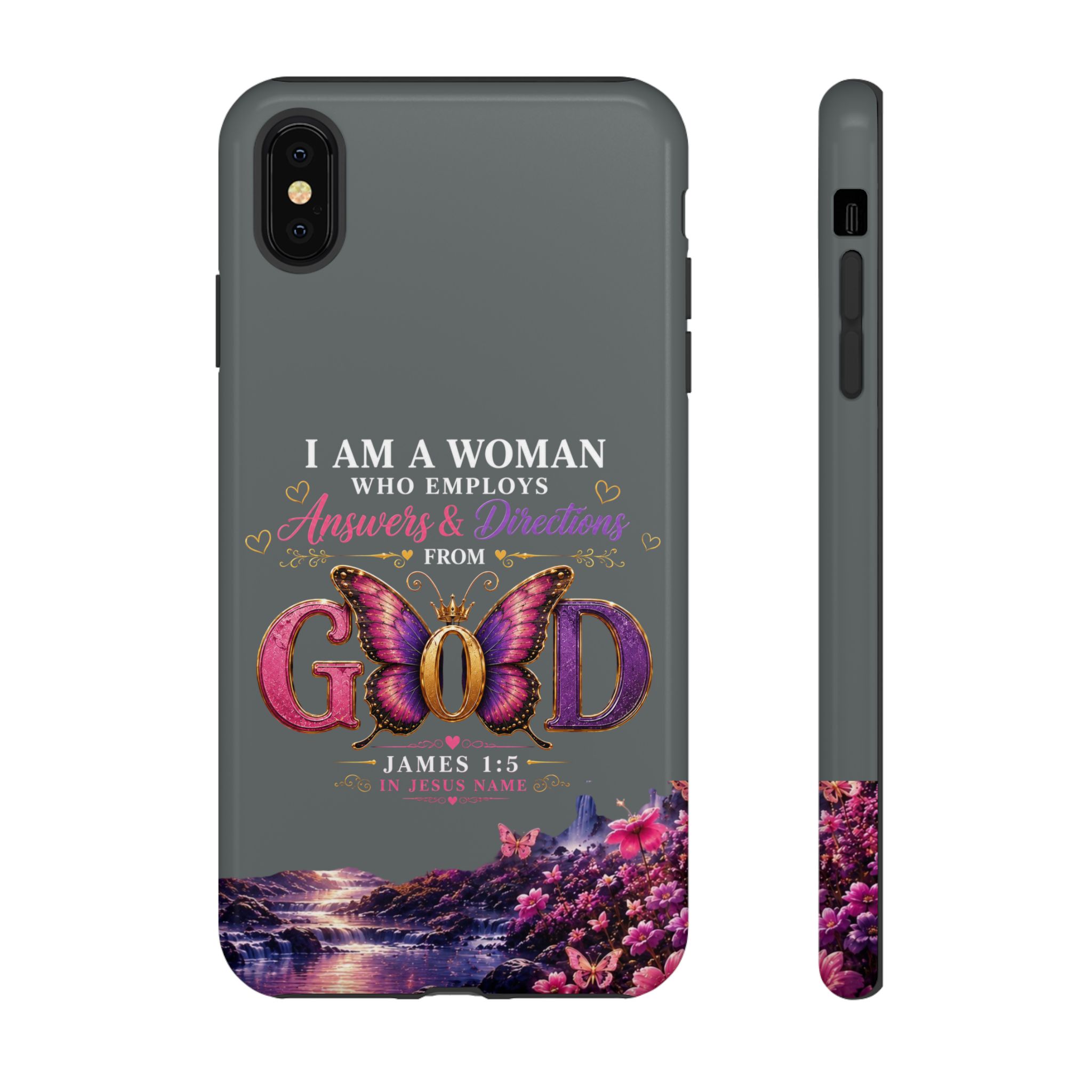 “I Am a Woman Who Employs Answers & Wisdom from God” Butterfly Design phone case - Image 10