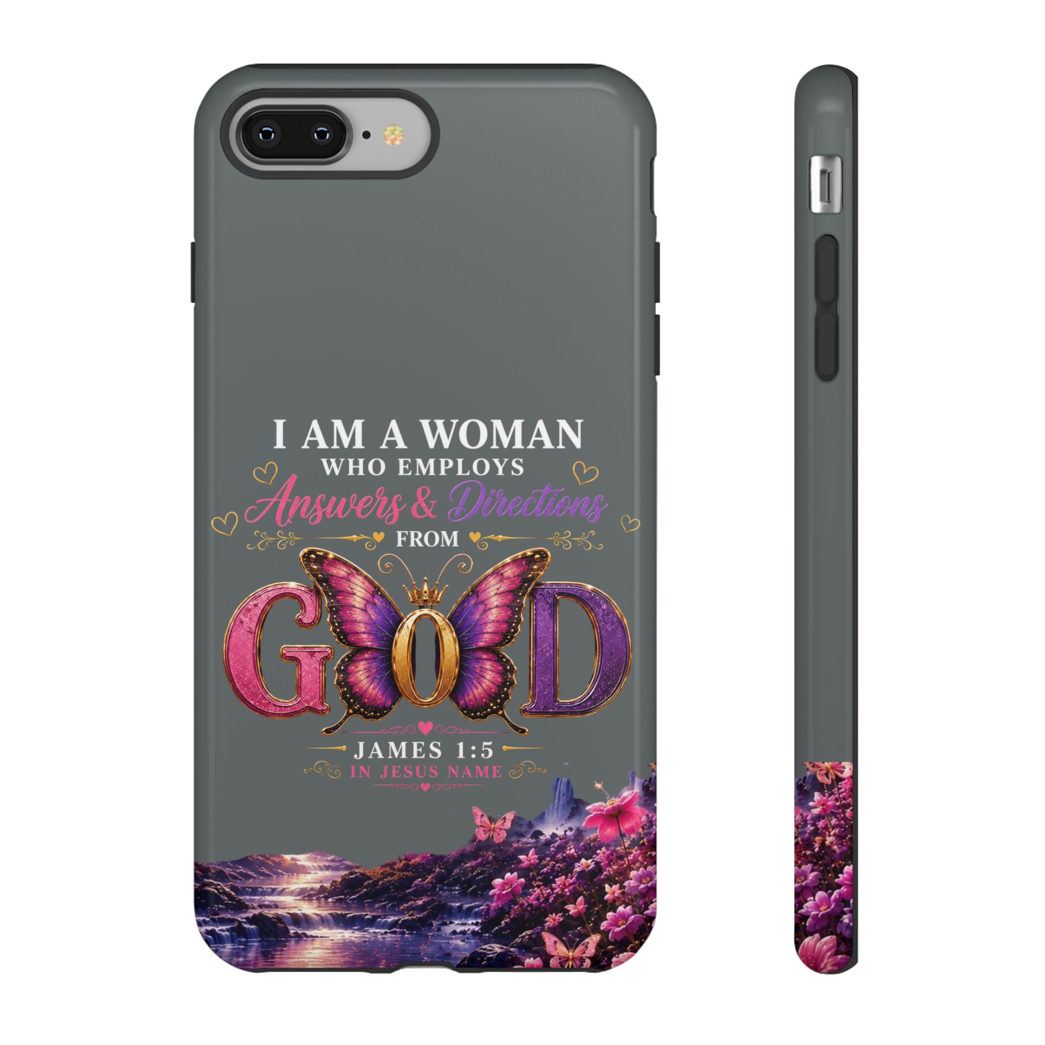 “I Am a Woman Who Employs Answers & Wisdom from God” Butterfly Design phone case - Image 6