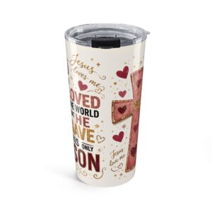 Christian Cross 20oz Tumbler - "Jesus Loves Me" Inspirational Travel Cup