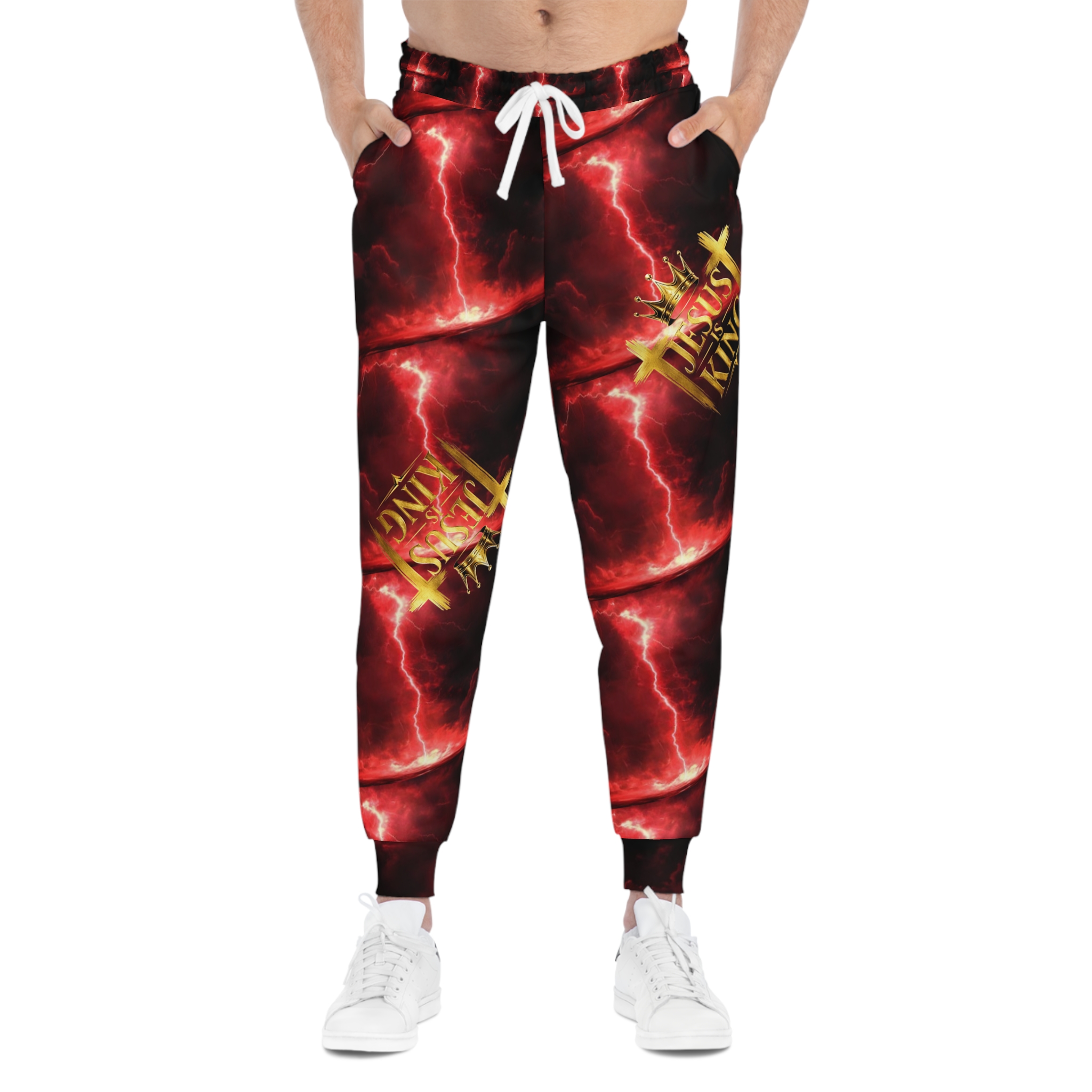 Jesus Is King' Red Lightning Athletic Joggers - Image 3