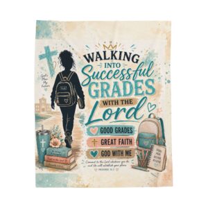 Faith-Based Velveteen Blanket — "Walking Into Successful Grades with the Lord" Inspirational School Throw