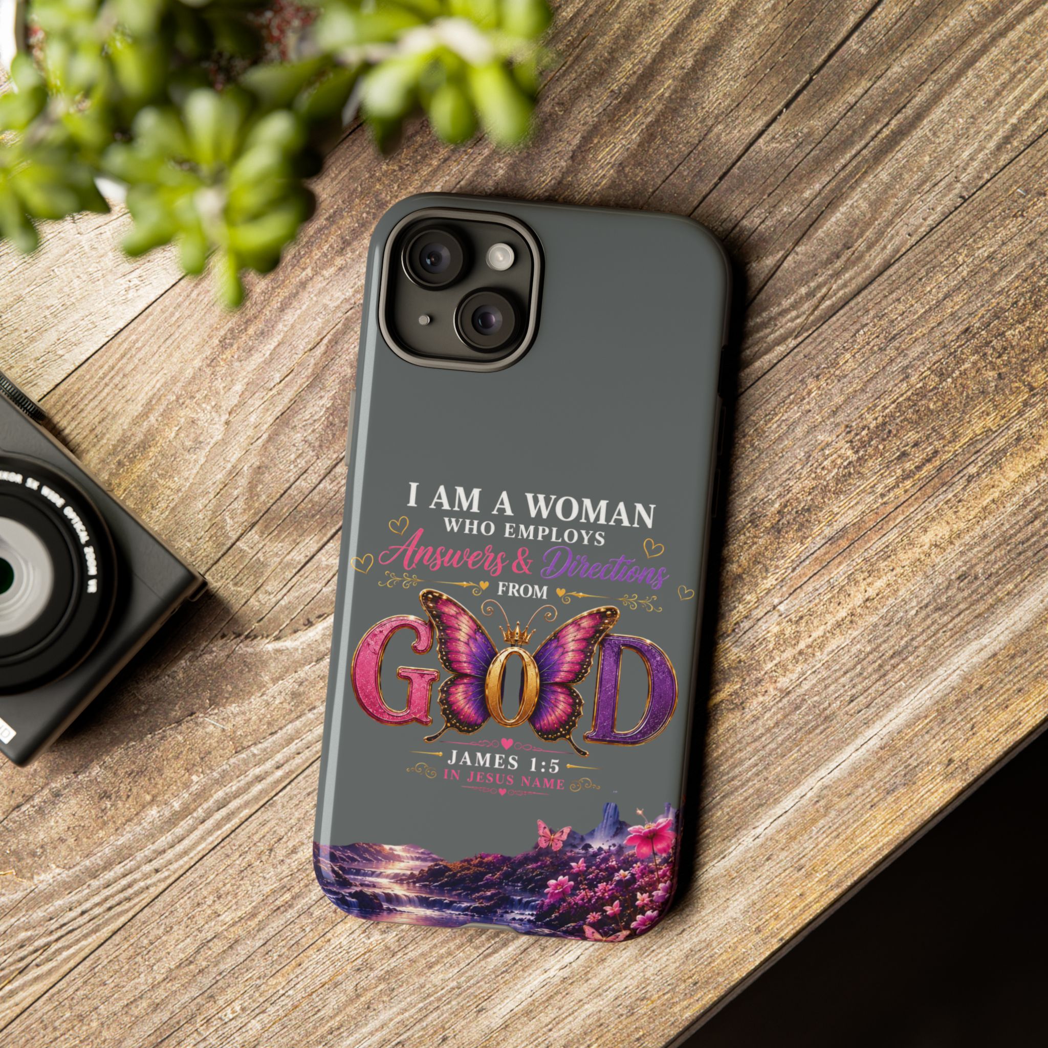 “I Am a Woman Who Employs Answers & Wisdom from God” Butterfly Design phone case - Image 88