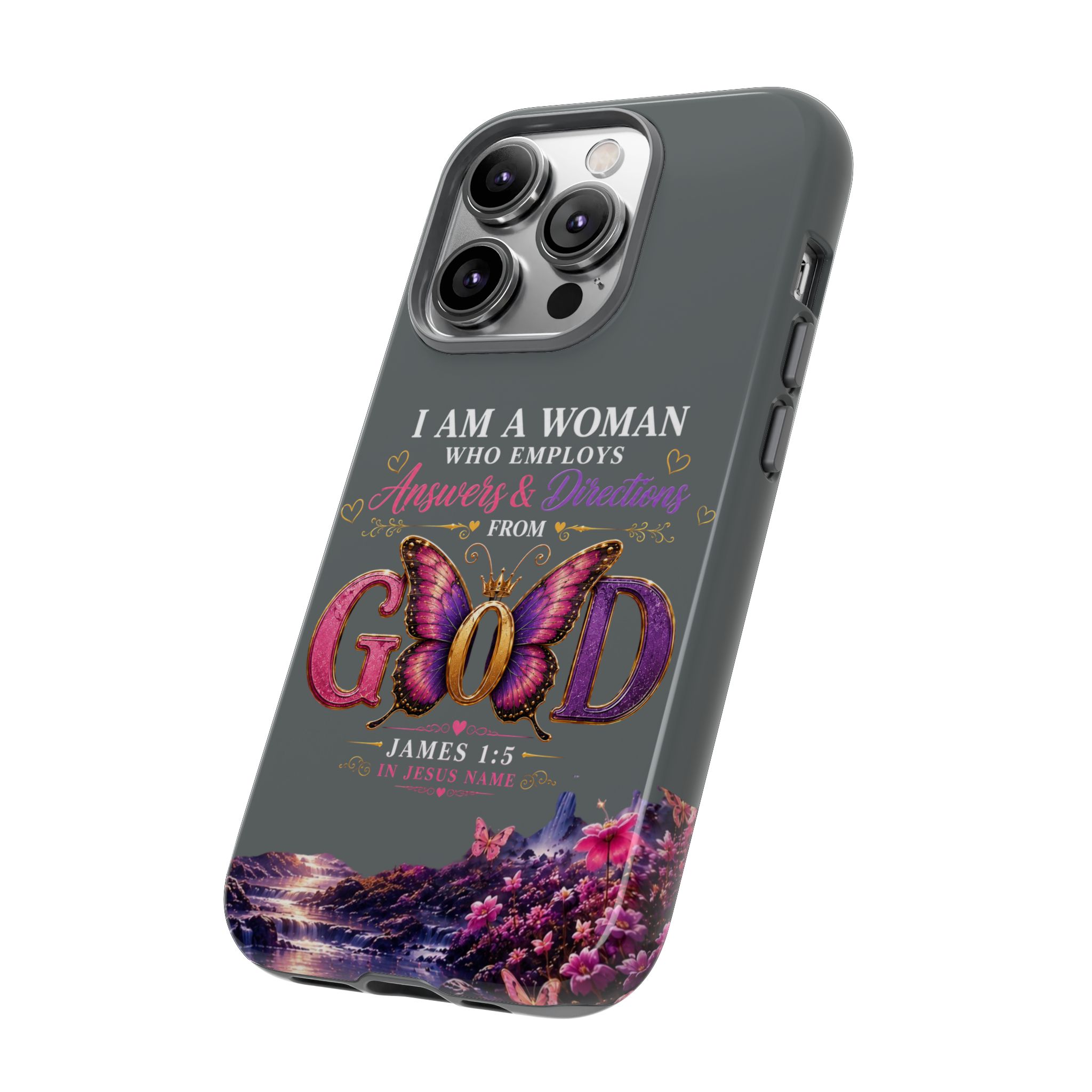 “I Am a Woman Who Employs Answers & Wisdom from God” Butterfly Design phone case - Image 52