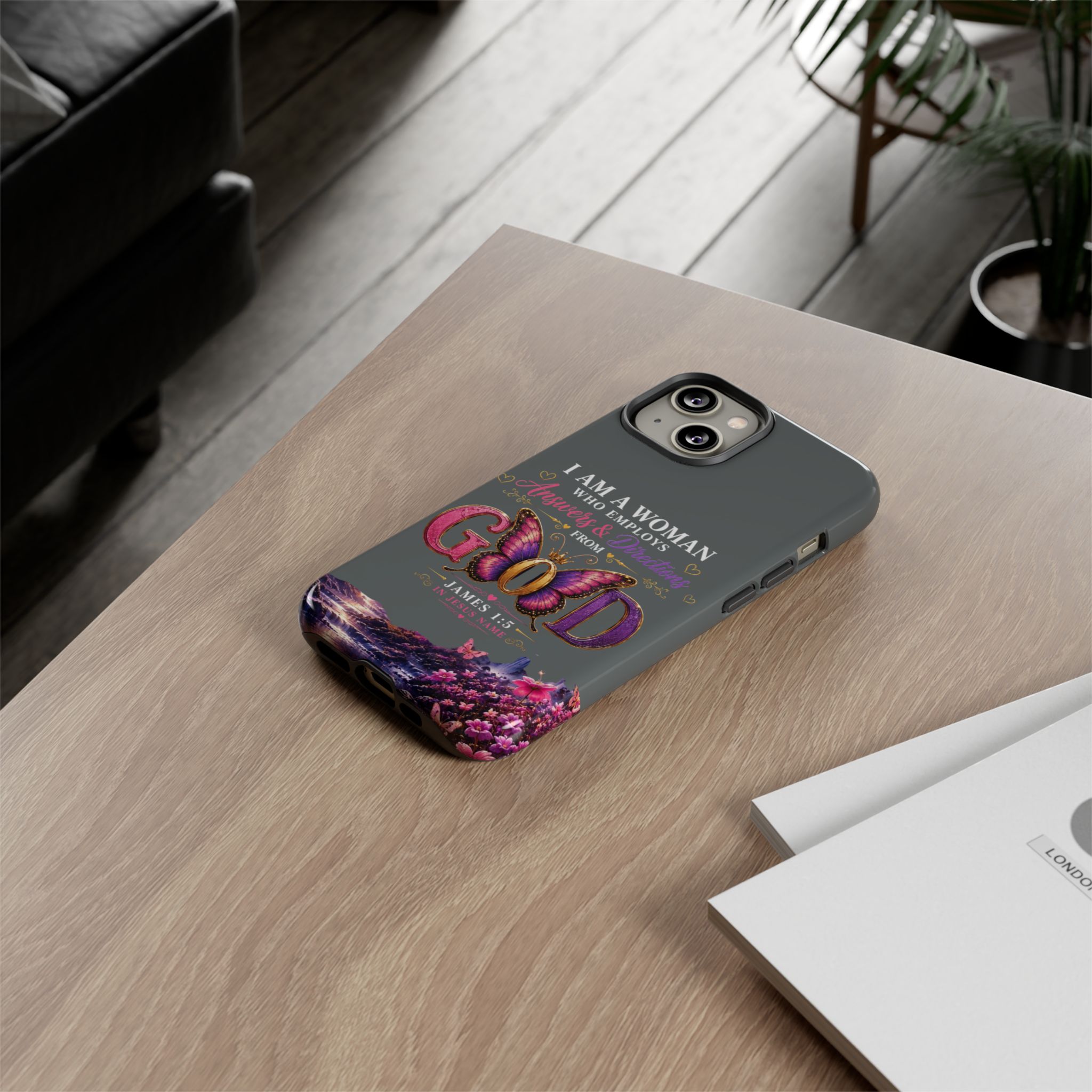 “I Am a Woman Who Employs Answers & Wisdom from God” Butterfly Design phone case - Image 50
