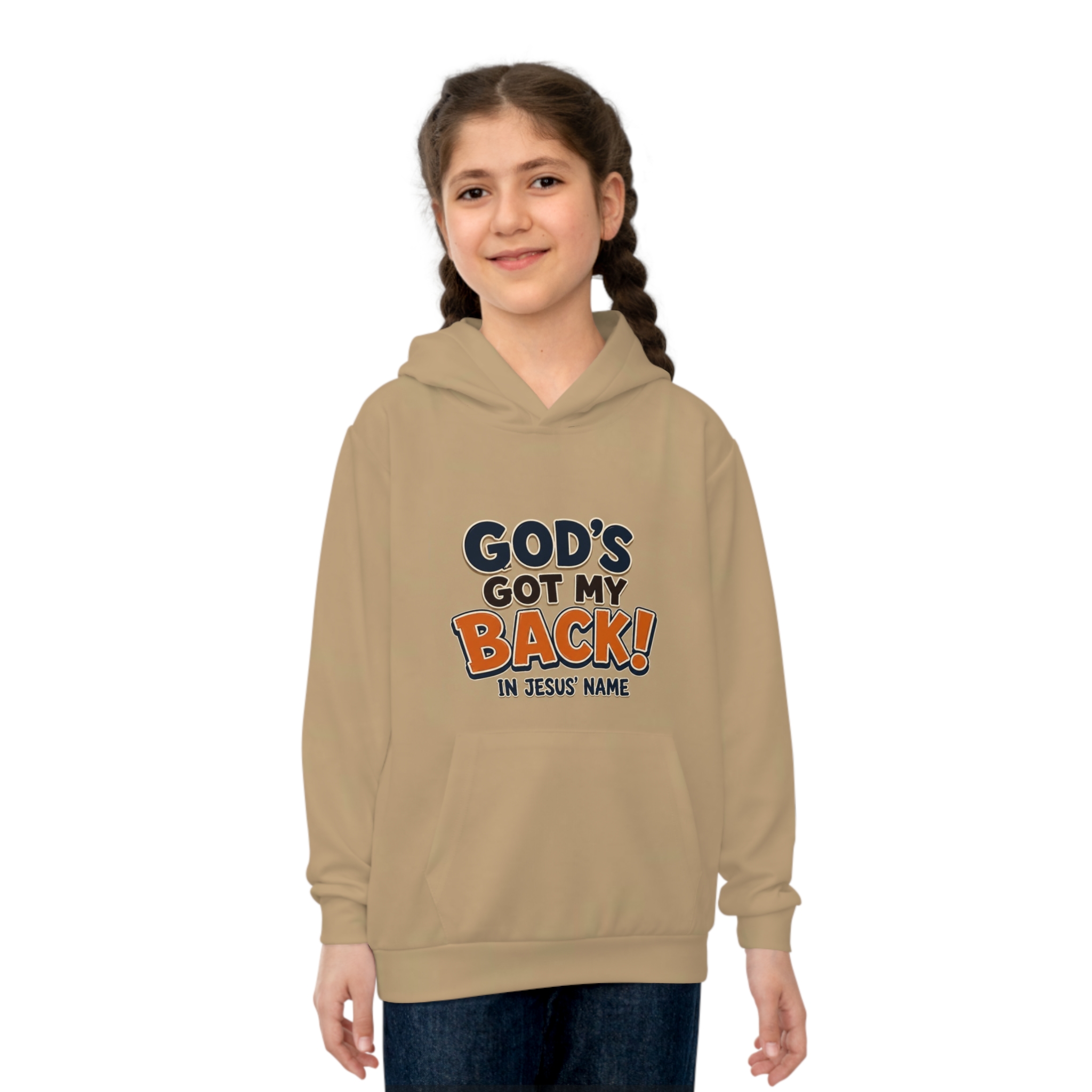 Kids' Christian Hoodie – "God's Got My Back" (Psalm 118:6) Inspirational Youth Sweatshirt - Image 3