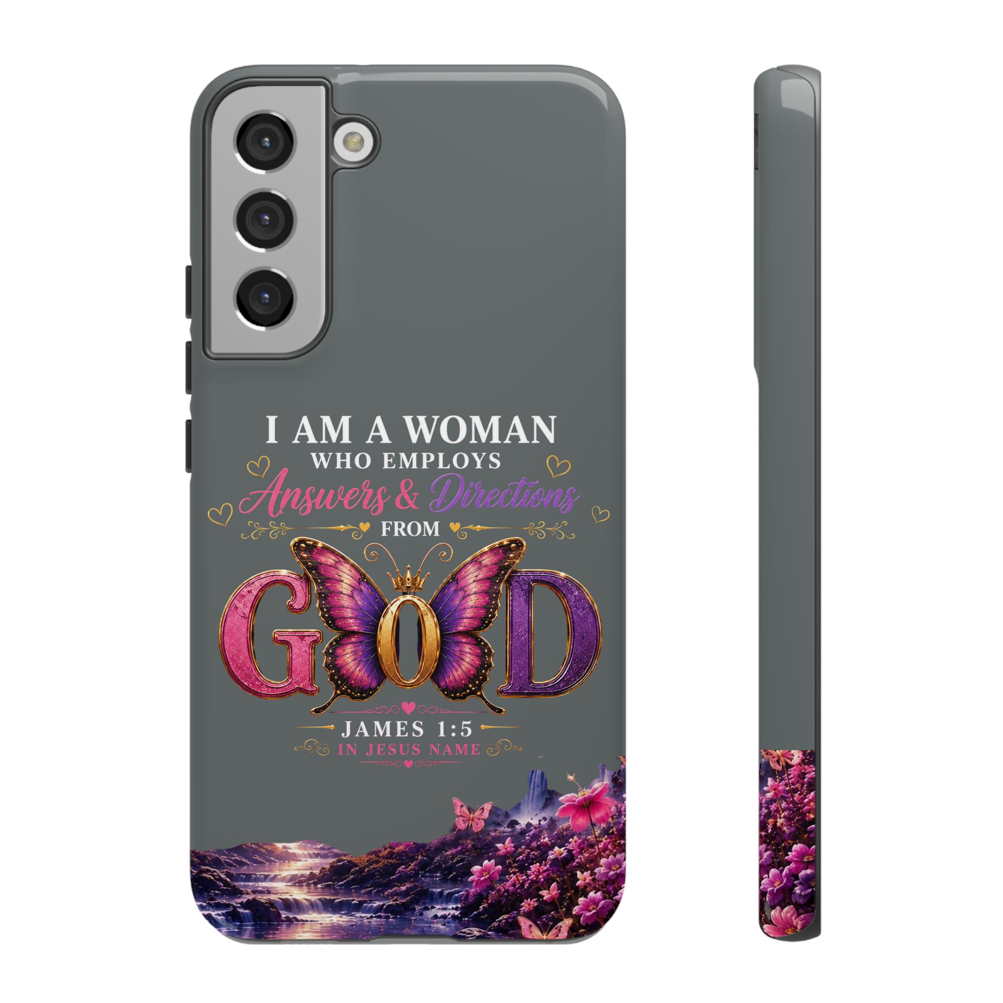 “I Am a Woman Who Employs Answers & Wisdom from God” Butterfly Design phone case - Image 43