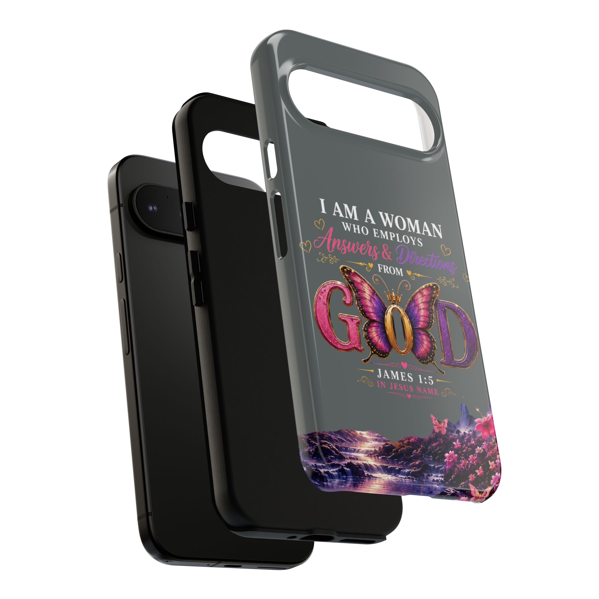 “I Am a Woman Who Employs Answers & Wisdom from God” Butterfly Design phone case - Image 135