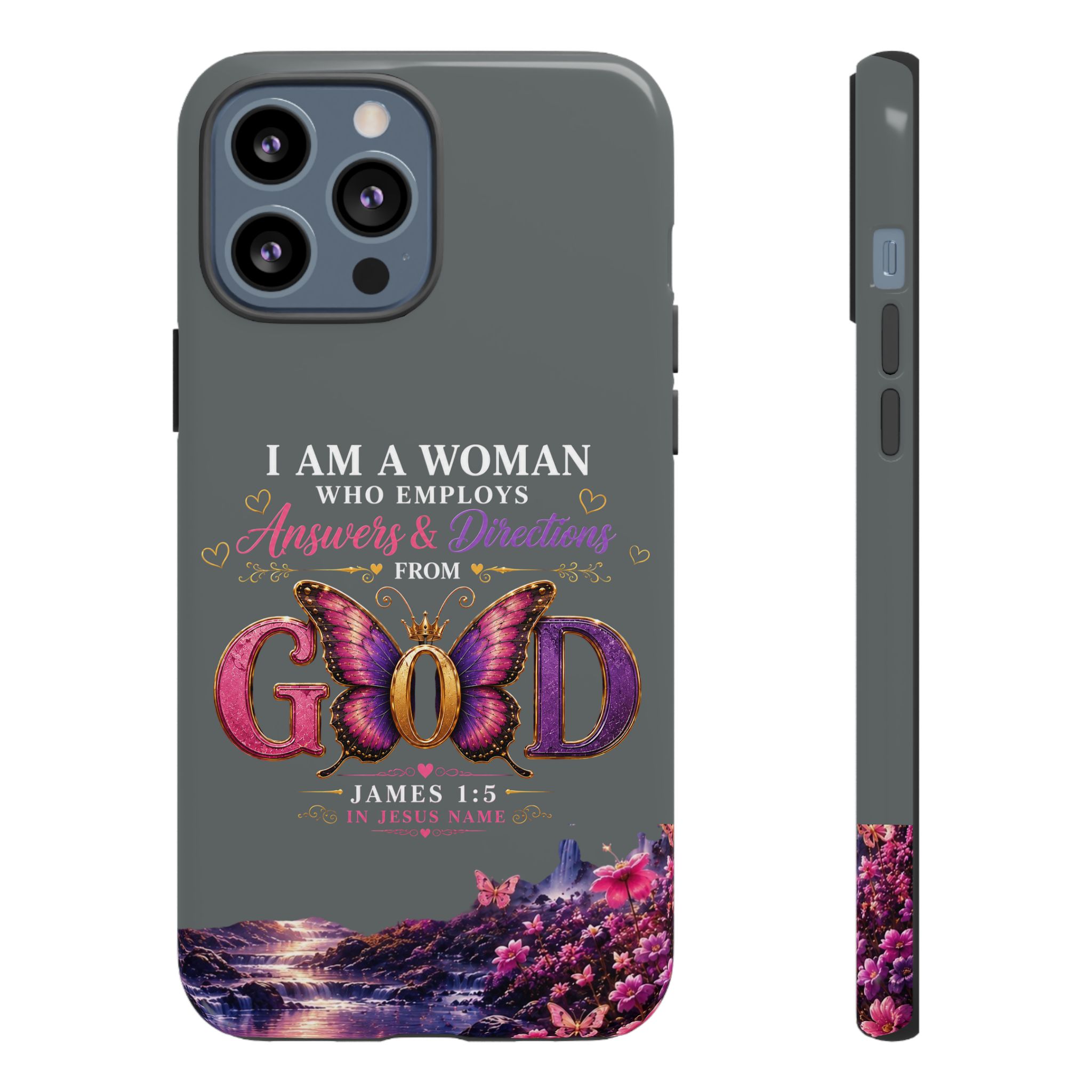 “I Am a Woman Who Employs Answers & Wisdom from God” Butterfly Design phone case - Image 27
