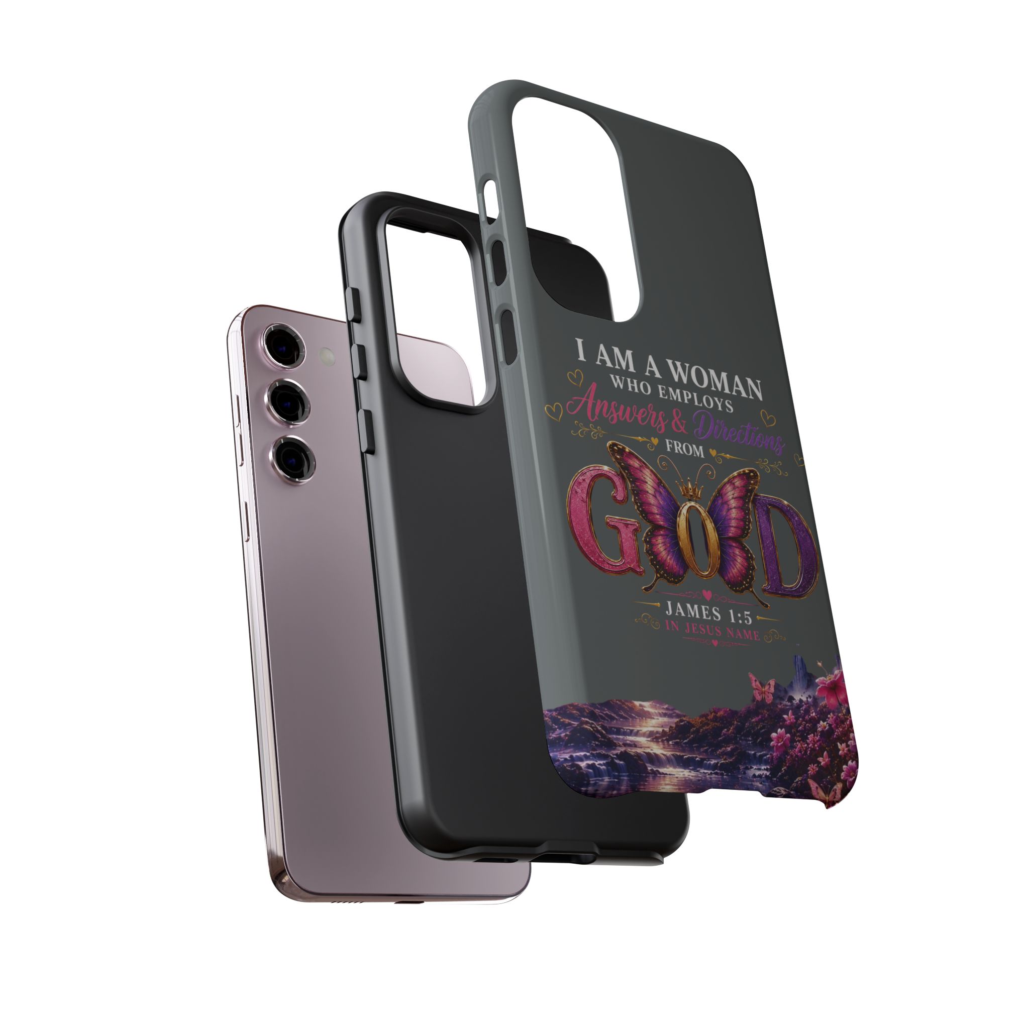 “I Am a Woman Who Employs Answers & Wisdom from God” Butterfly Design phone case - Image 69