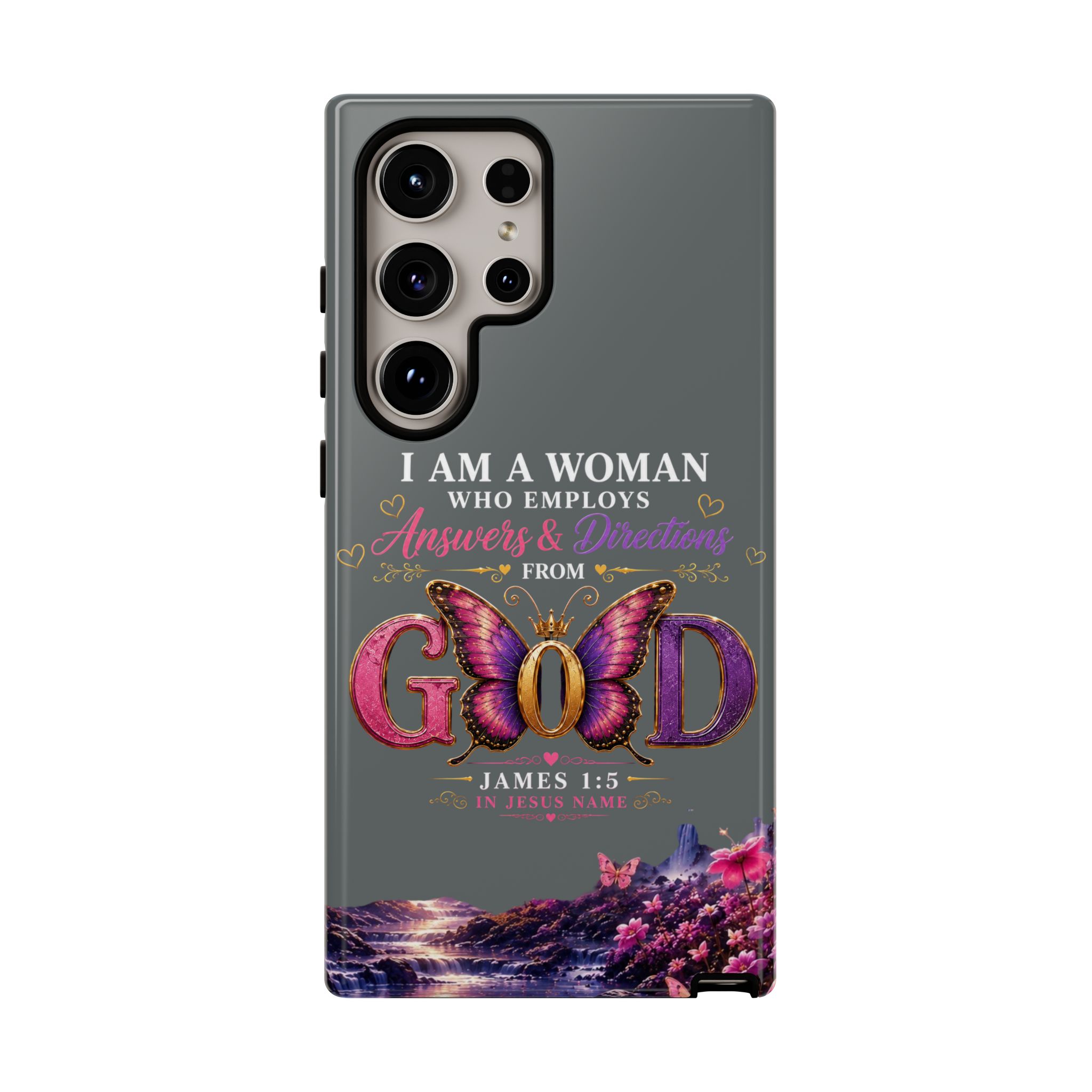 “I Am a Woman Who Employs Answers & Wisdom from God” Butterfly Design phone case - Image 103