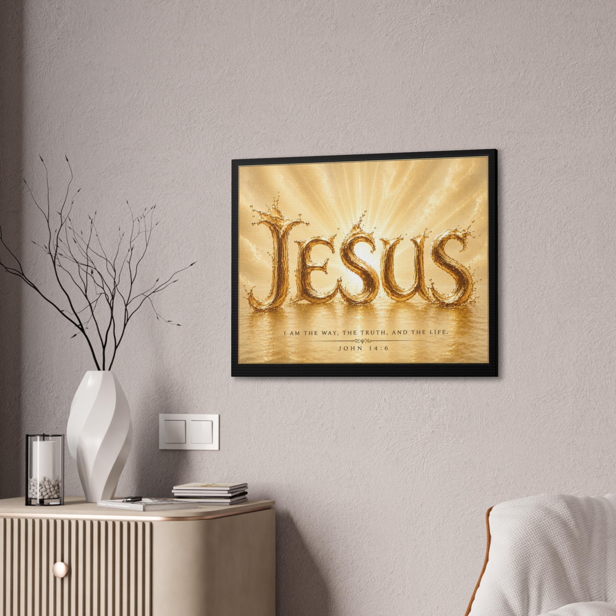 Jesus Water Gold Canvas Wall Art — John 14:6 Inspirational Christian Decor - Image 8