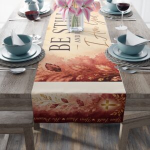 Be Still "And Know That I’m God" Table Runner — Fall Floral Dining Decor
