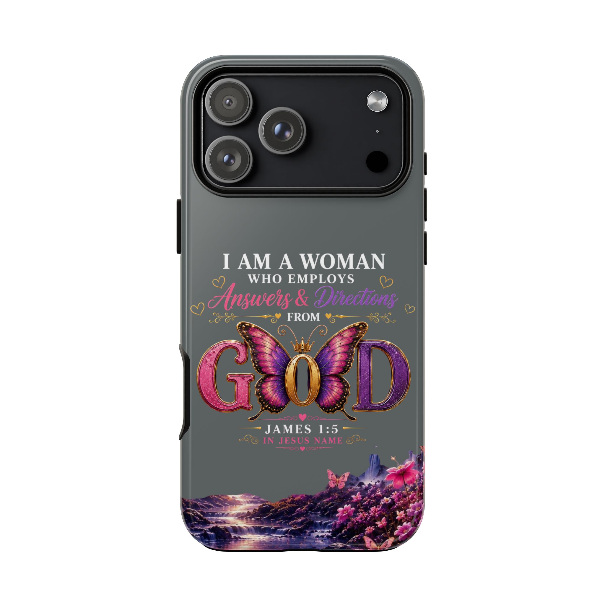 “I Am a Woman Who Employs Answers & Wisdom from God” Butterfly Design phone case - Image 151