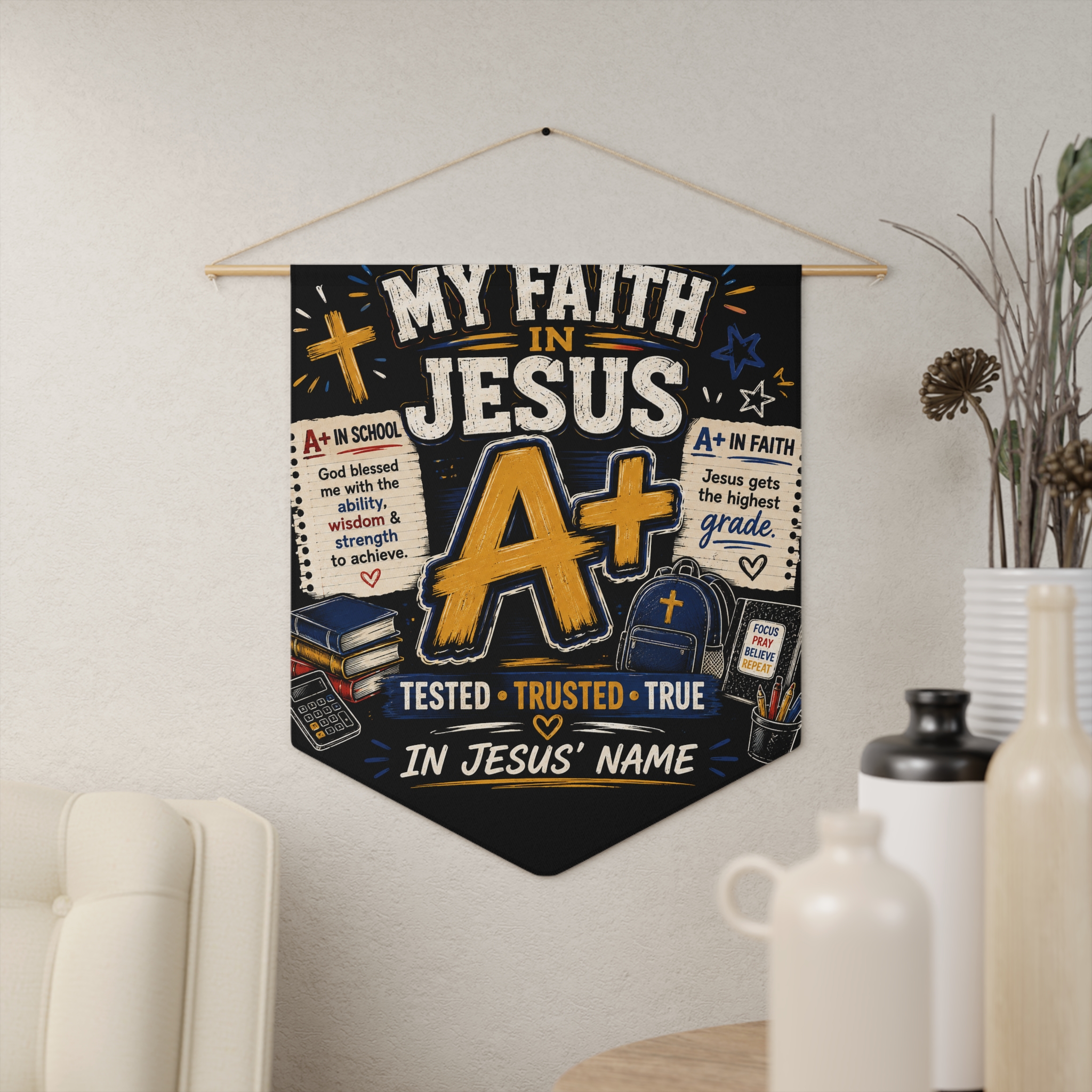 Faith in Jesus A+ Pennant — Christian Schoolroom Wall Banner - Image 3