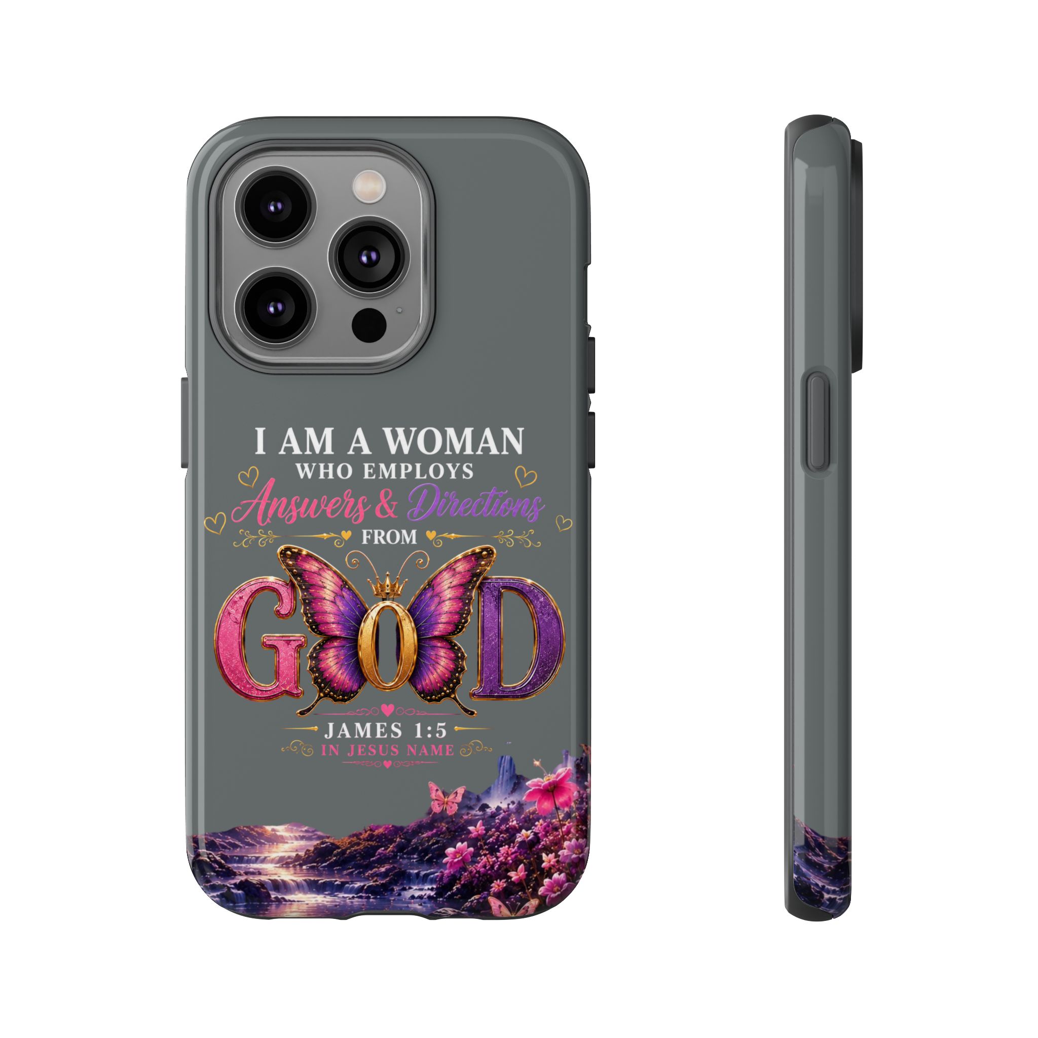 “I Am a Woman Who Employs Answers & Wisdom from God” Butterfly Design phone case - Image 51