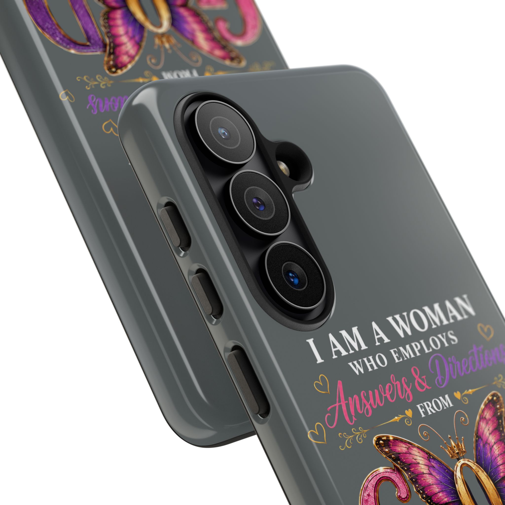 “I Am a Woman Who Employs Answers & Wisdom from God” Butterfly Design phone case - Image 153