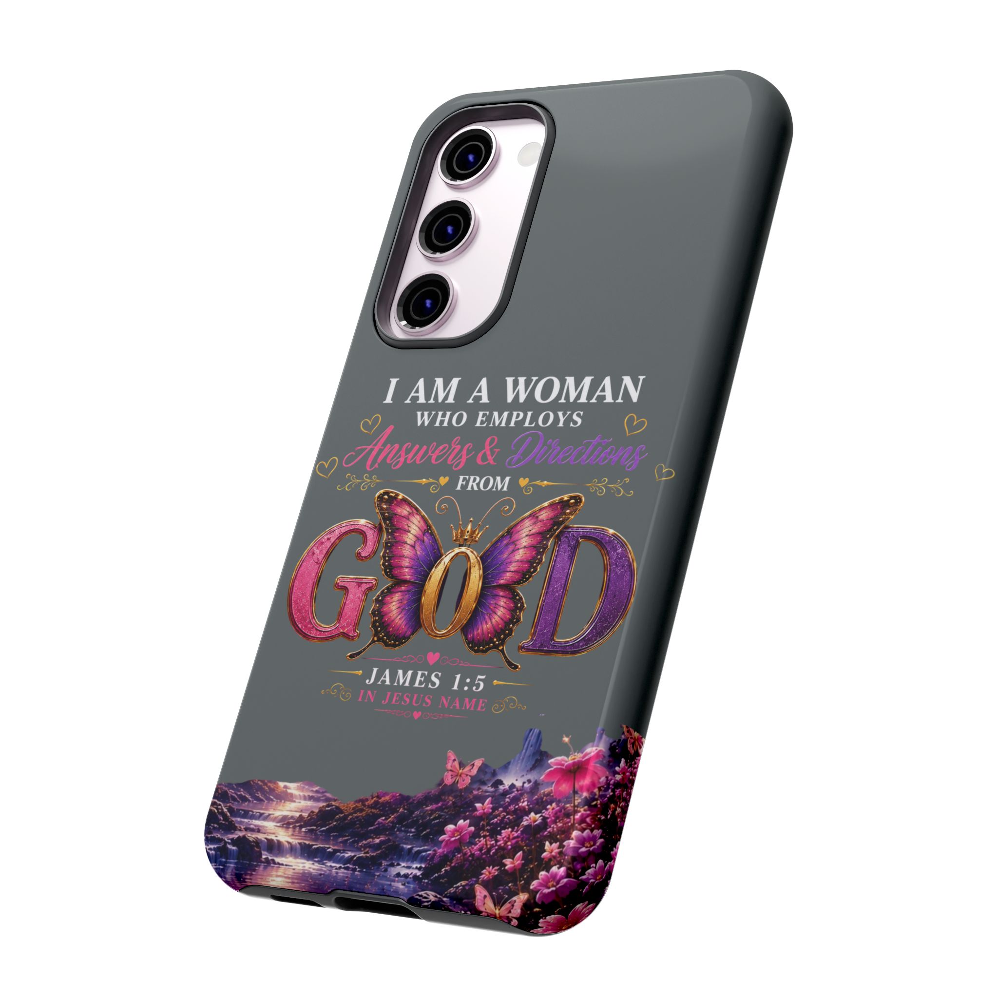 “I Am a Woman Who Employs Answers & Wisdom from God” Butterfly Design phone case - Image 68