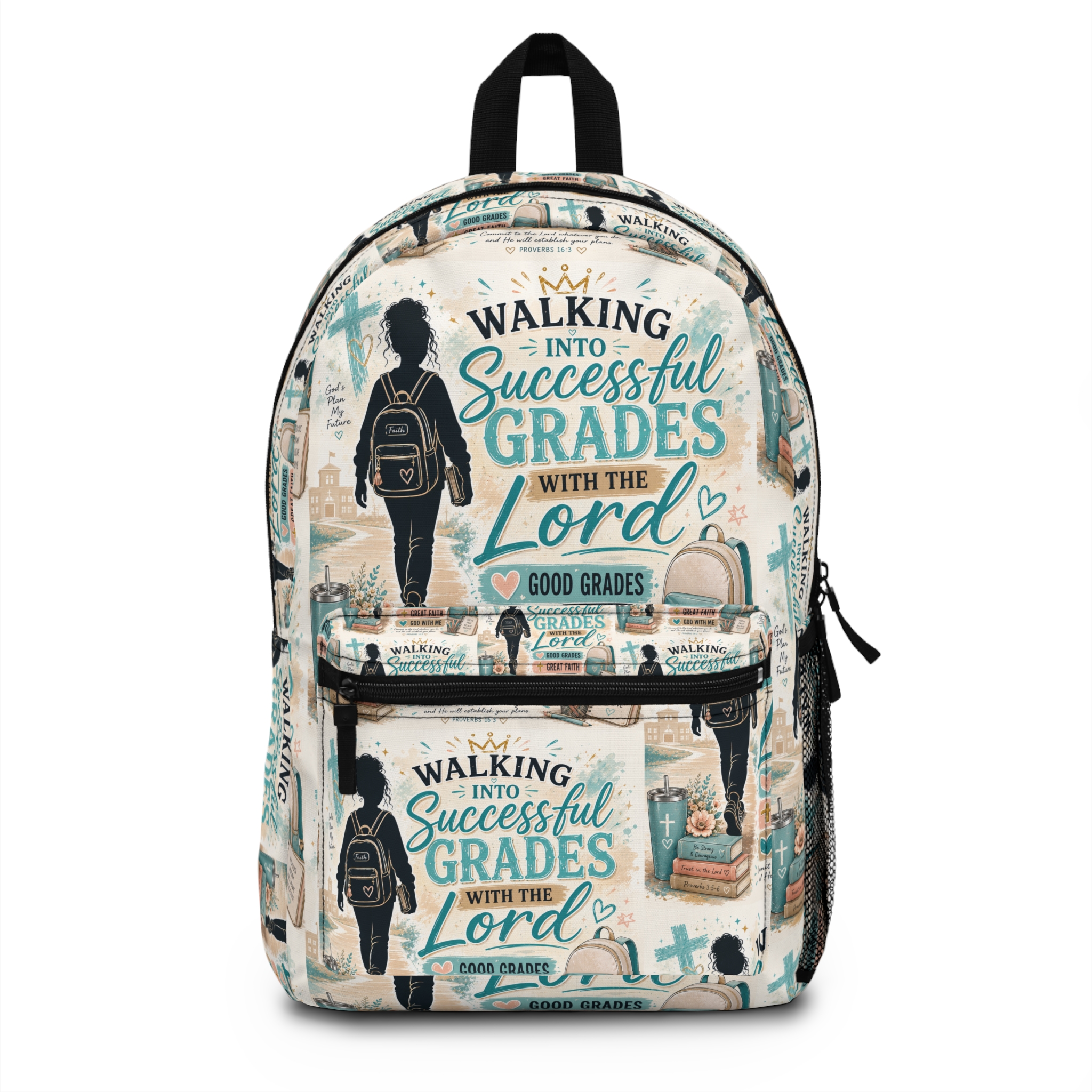 Christian Student Backpack — "Walking into Successful Grades with the Lord" Inspirational School Bag