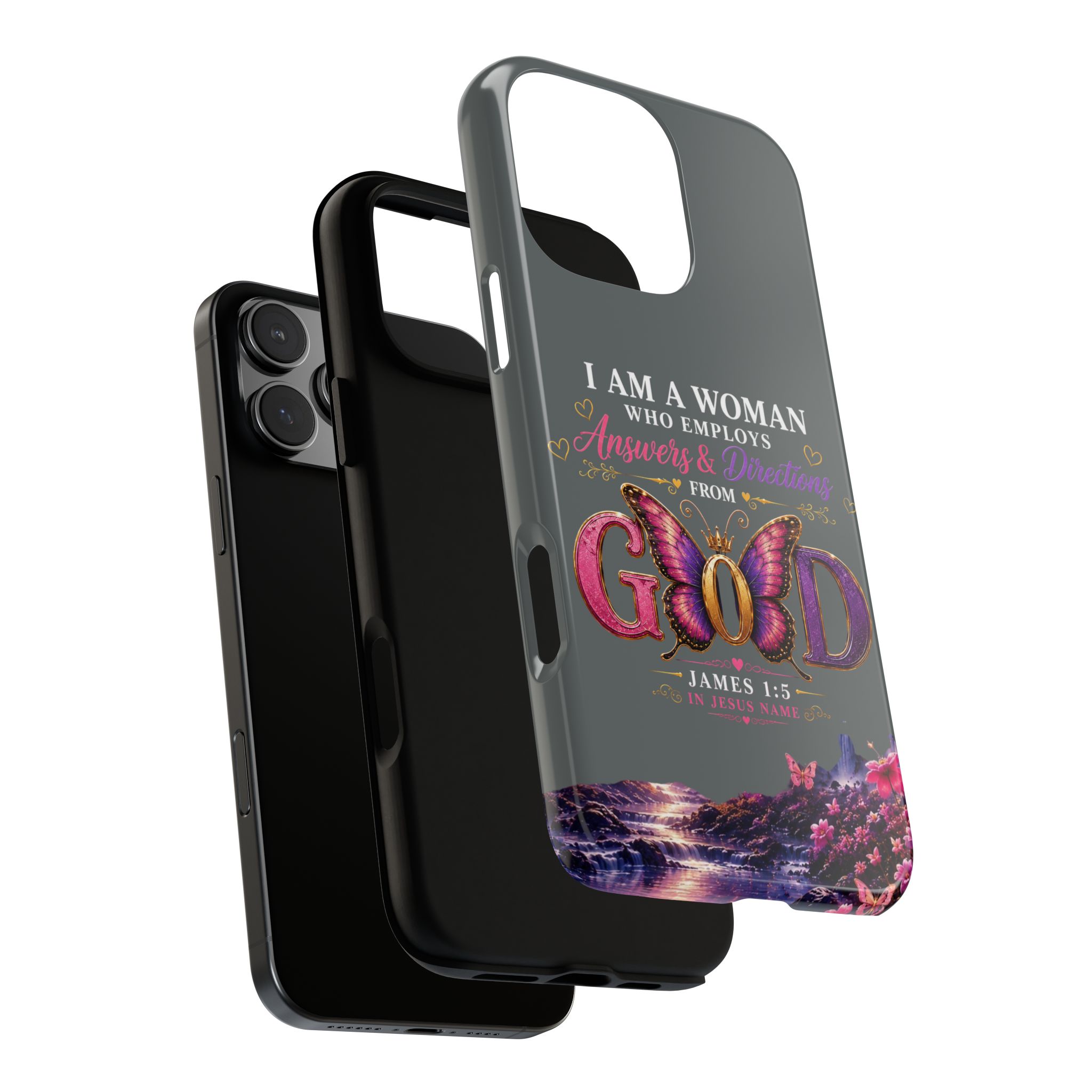 “I Am a Woman Who Employs Answers & Wisdom from God” Butterfly Design phone case - Image 125