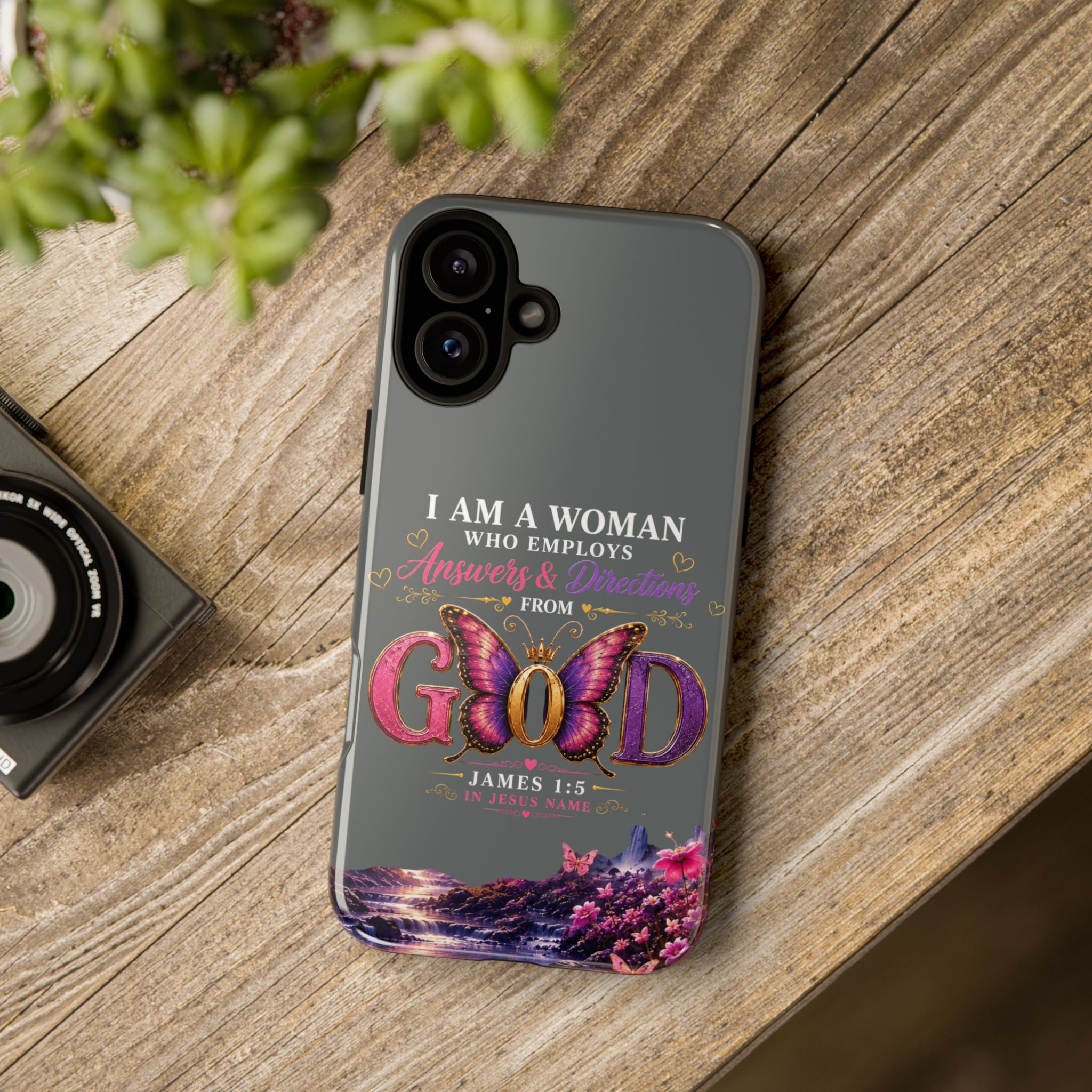 “I Am a Woman Who Employs Answers & Wisdom from God” Butterfly Design phone case - Image 118
