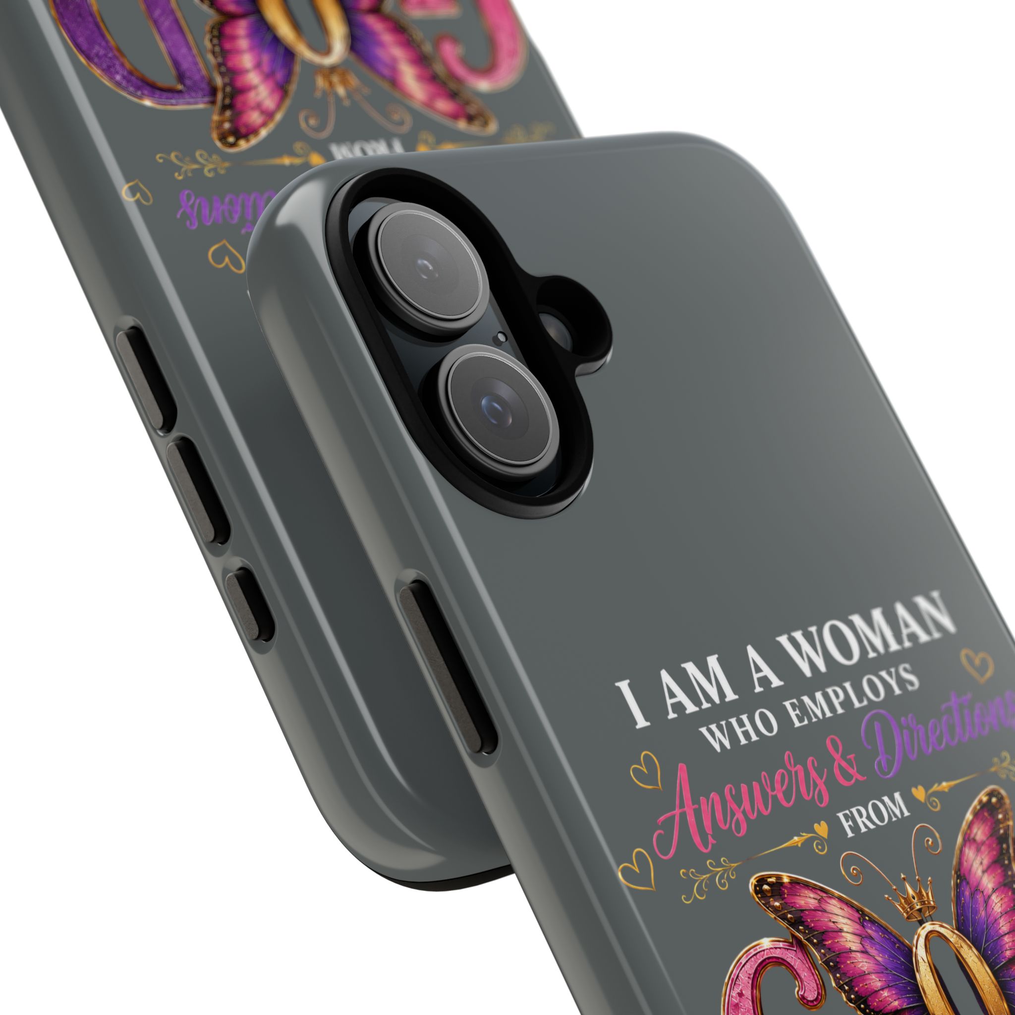 “I Am a Woman Who Employs Answers & Wisdom from God” Butterfly Design phone case - Image 116