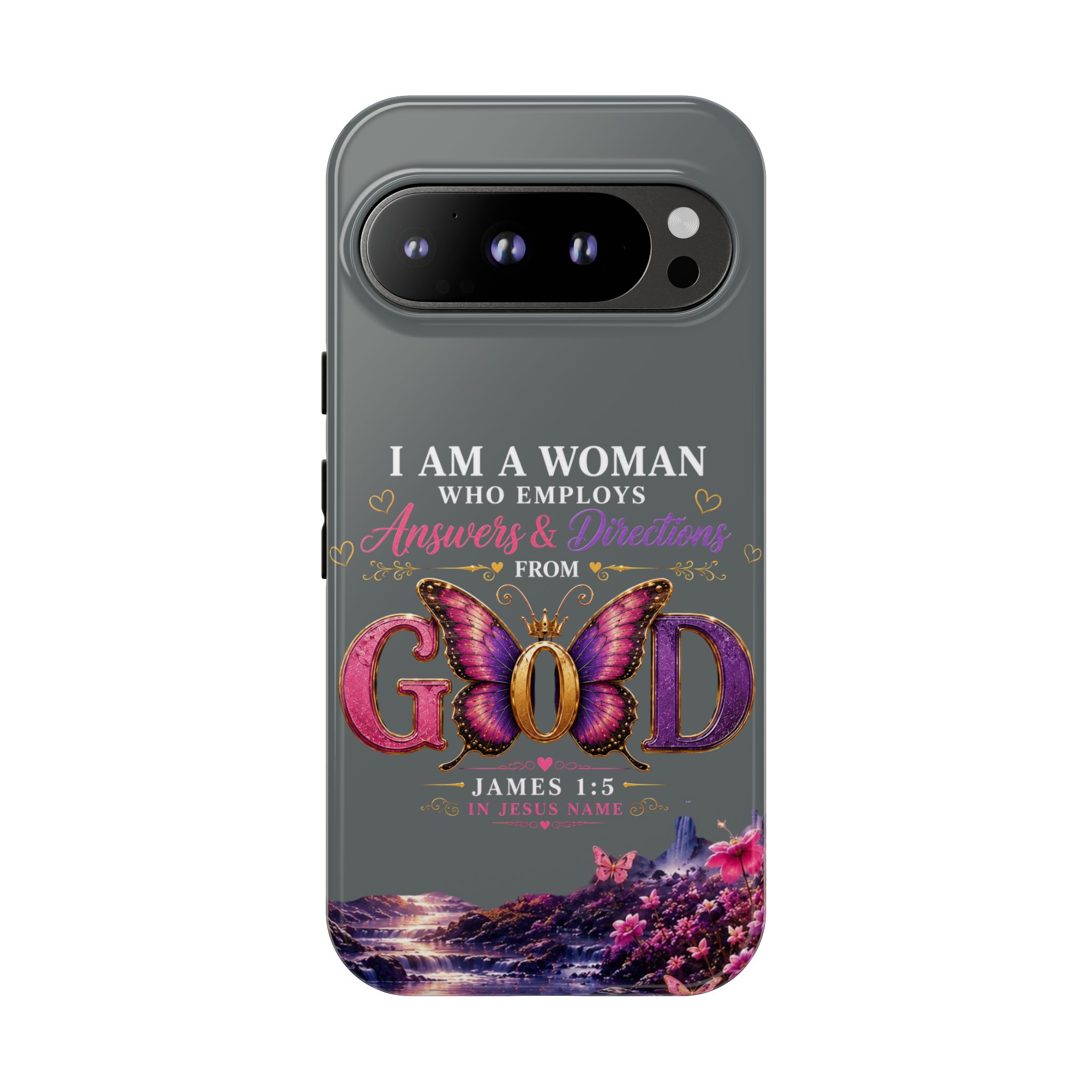 “I Am a Woman Who Employs Answers & Wisdom from God” Butterfly Design phone case - Image 130